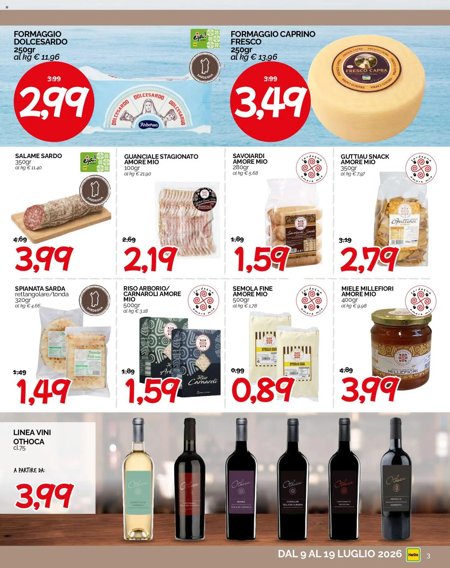 Volantino HarDis del 09/07/2026 | Pagina: 3 | Prodotti: Salame, Riso, Formaggio, Miele