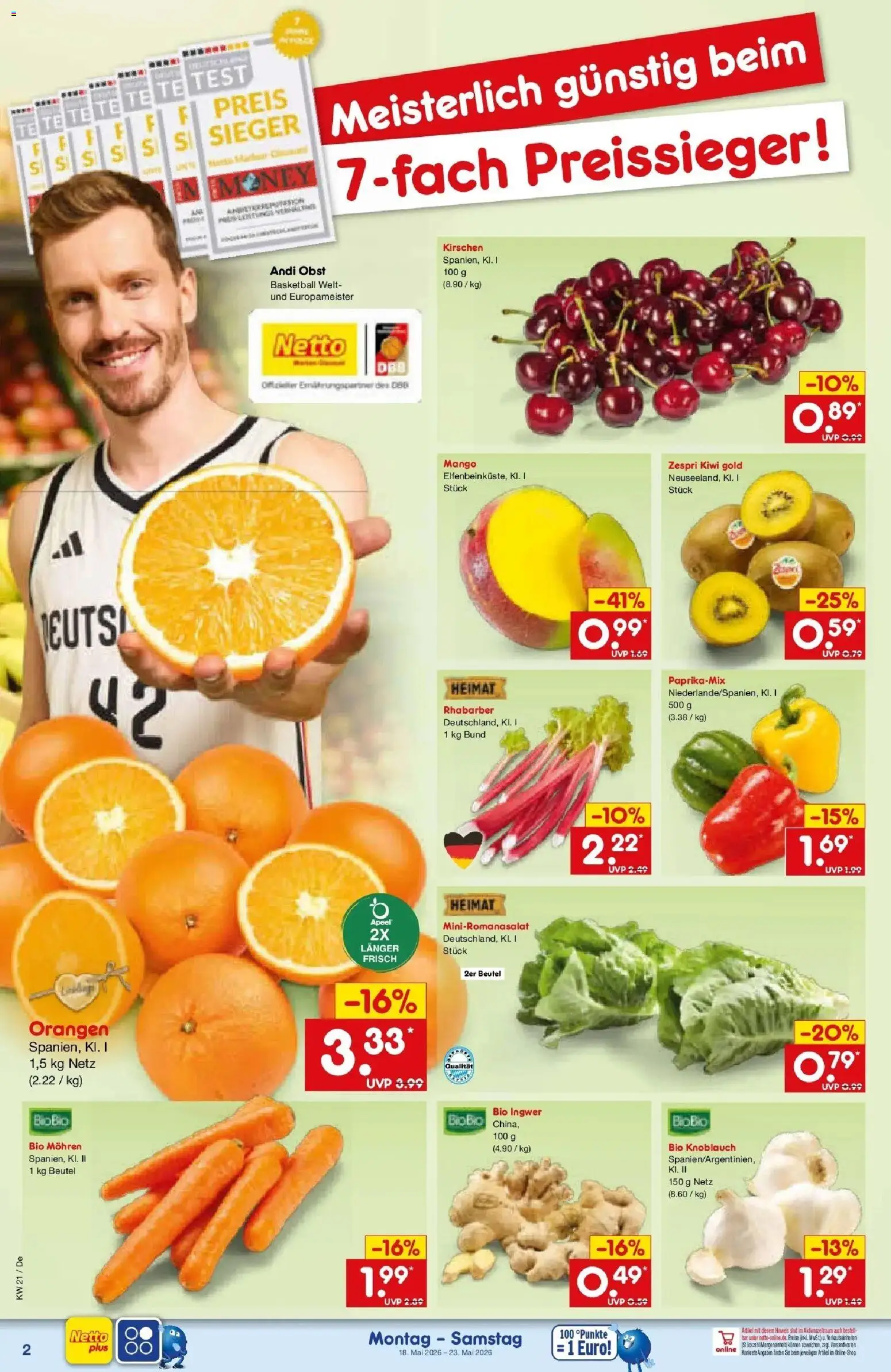 Netto Marken-Discount Prospekt Buttenwiesen	 – gültig ab 17.05.2026 | Seite: 2 | Produkte: Mohren, Basketball, Mango, Rhabarber