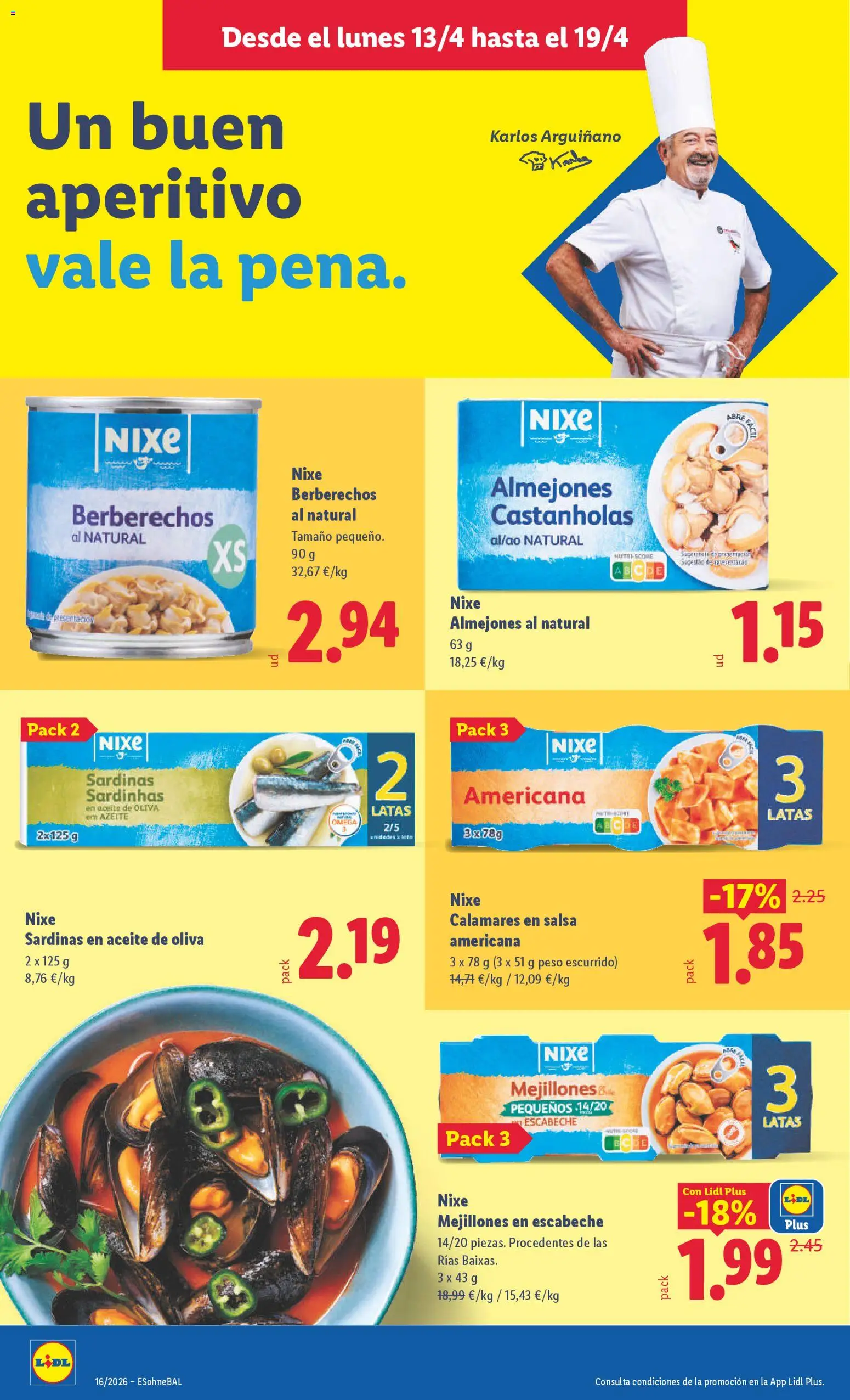 Lidl folleto │ válido desde el 13.04.2026 | Página: 16 | Productos: Calamares, Aceite, Aceite de oliva, Peso