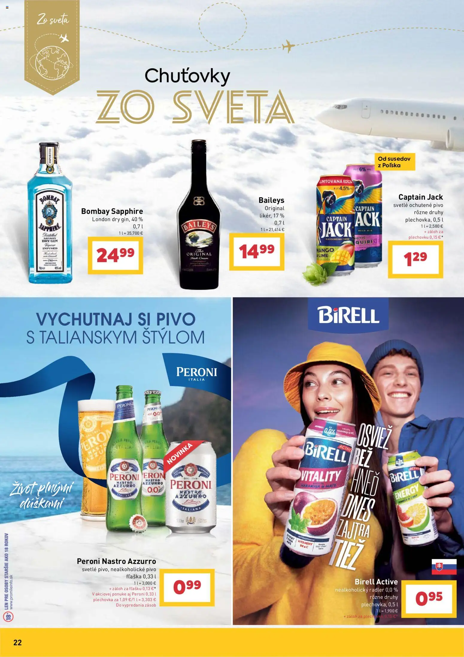 Nové Billa akcie – leták je platný od 29.07.2026 | Strana: 22 | Produkty: Pivo, Radler, Pero, Gin