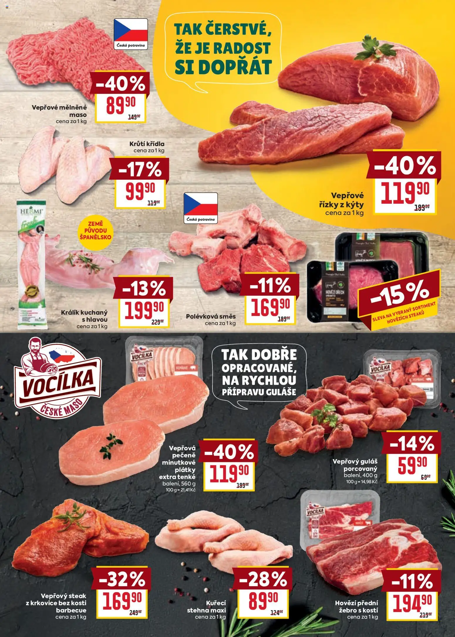 Billa Velký leták od 08.07.2026 | Strana: 3 | Produkty: Králík, Vepřová pečeně, Steak, Krkovice bez kosti