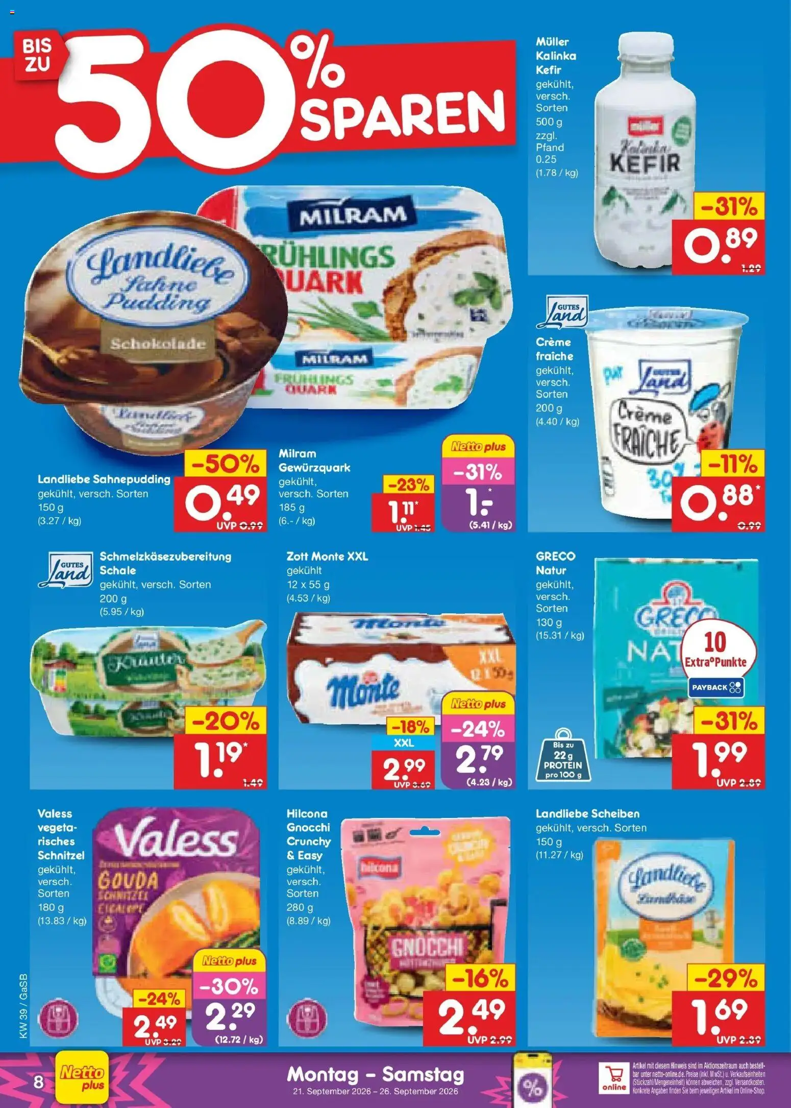 Netto Marken-Discount Prospekt Oldenburg – gültig ab 21.09.2026 | Seite: 12 | Produkte: Kefir, Quark, Pudding, Creme
