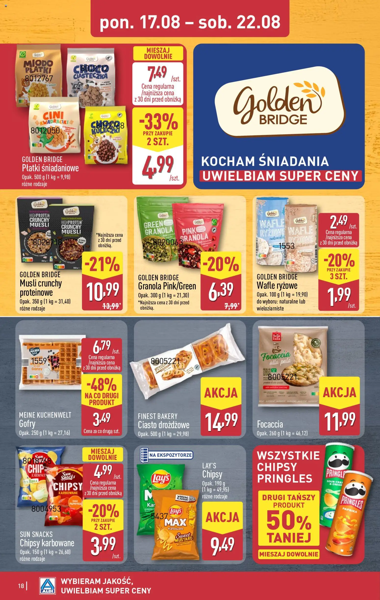 Aldi Polsko leták od 17.08.2026 | Strana: 18 | Produkty: Finest, Paprika, Lay's, Müsli