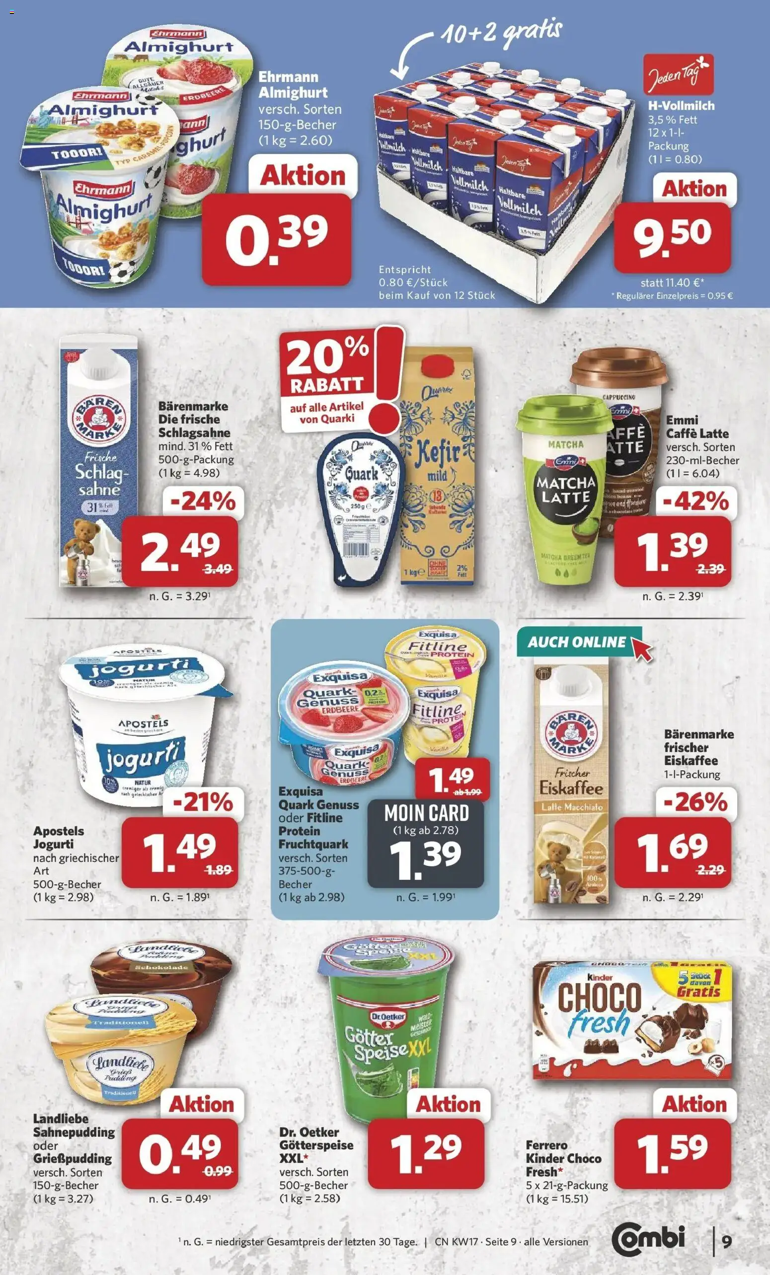 Combi Prospekt Detmold – gültig ab 20.04.2026 | Seite: 9 | Produkte: Kefir, Quark, Schlagsahne, Pudding