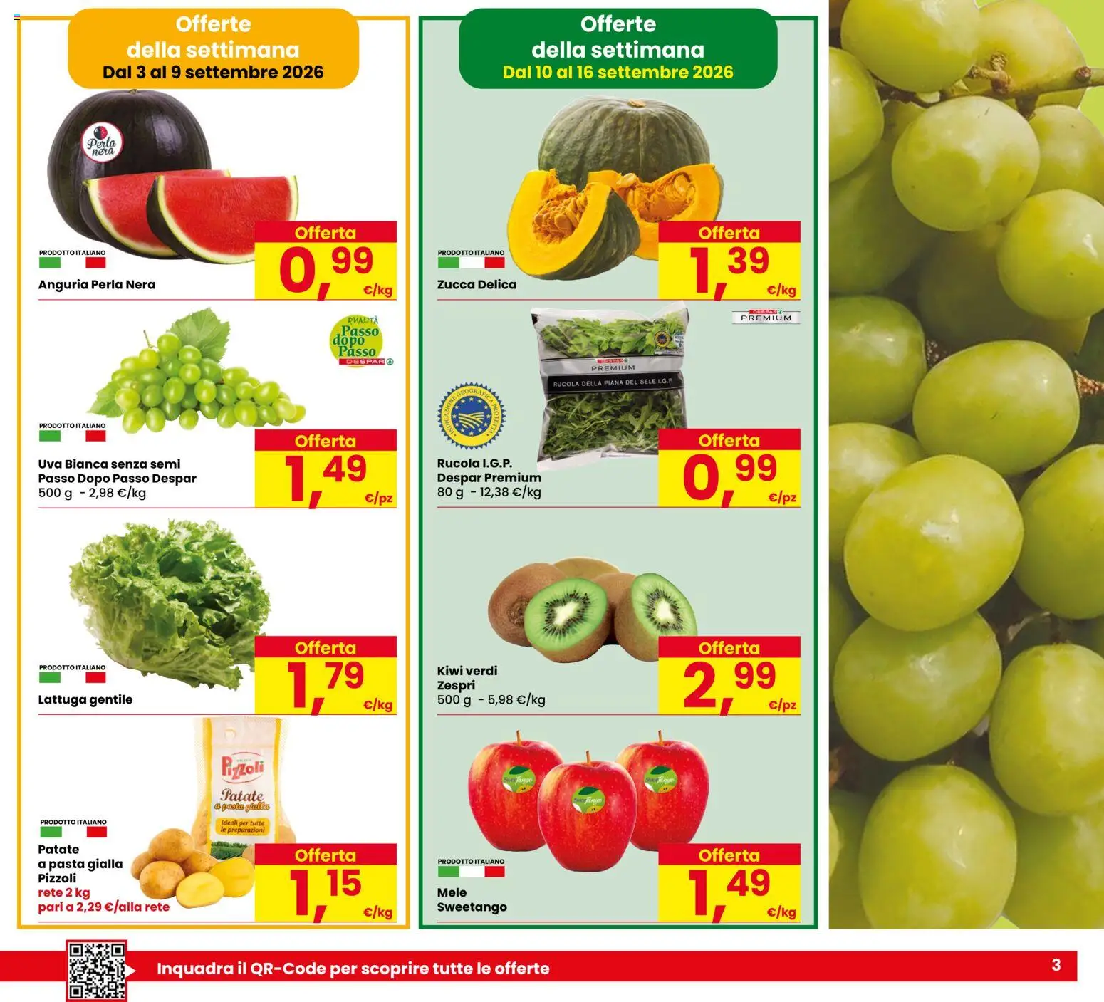Volantino Eurospar del 03/09/2026 | Pagina: 3 | Prodotti: Mele, Rucola, Pasta, Lattuga