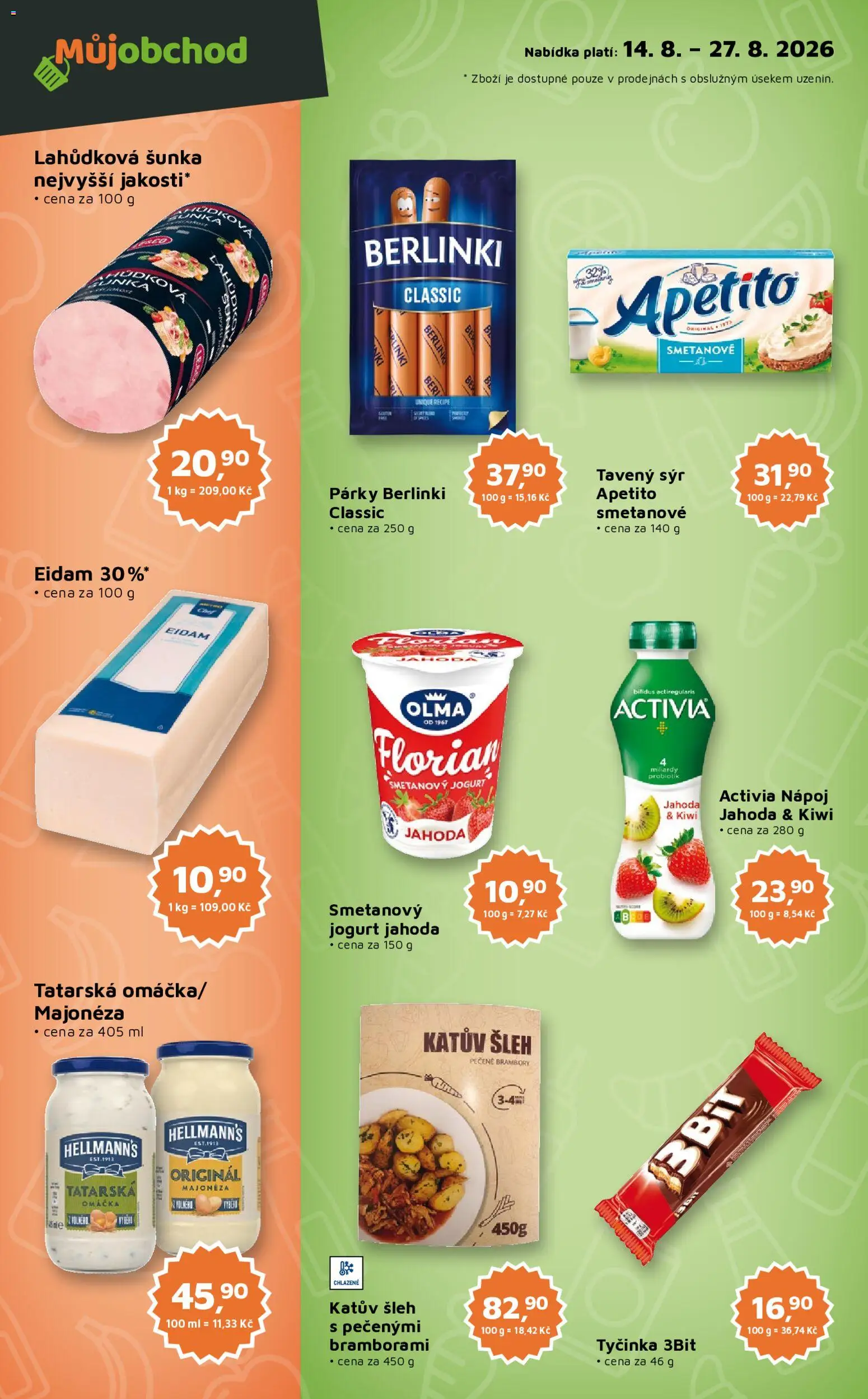 Můj obchod leták - Brand od 14.08.2026 | Strana: 2 | Produkty: Šunka, Kiwi, Eidam, Hellmann's