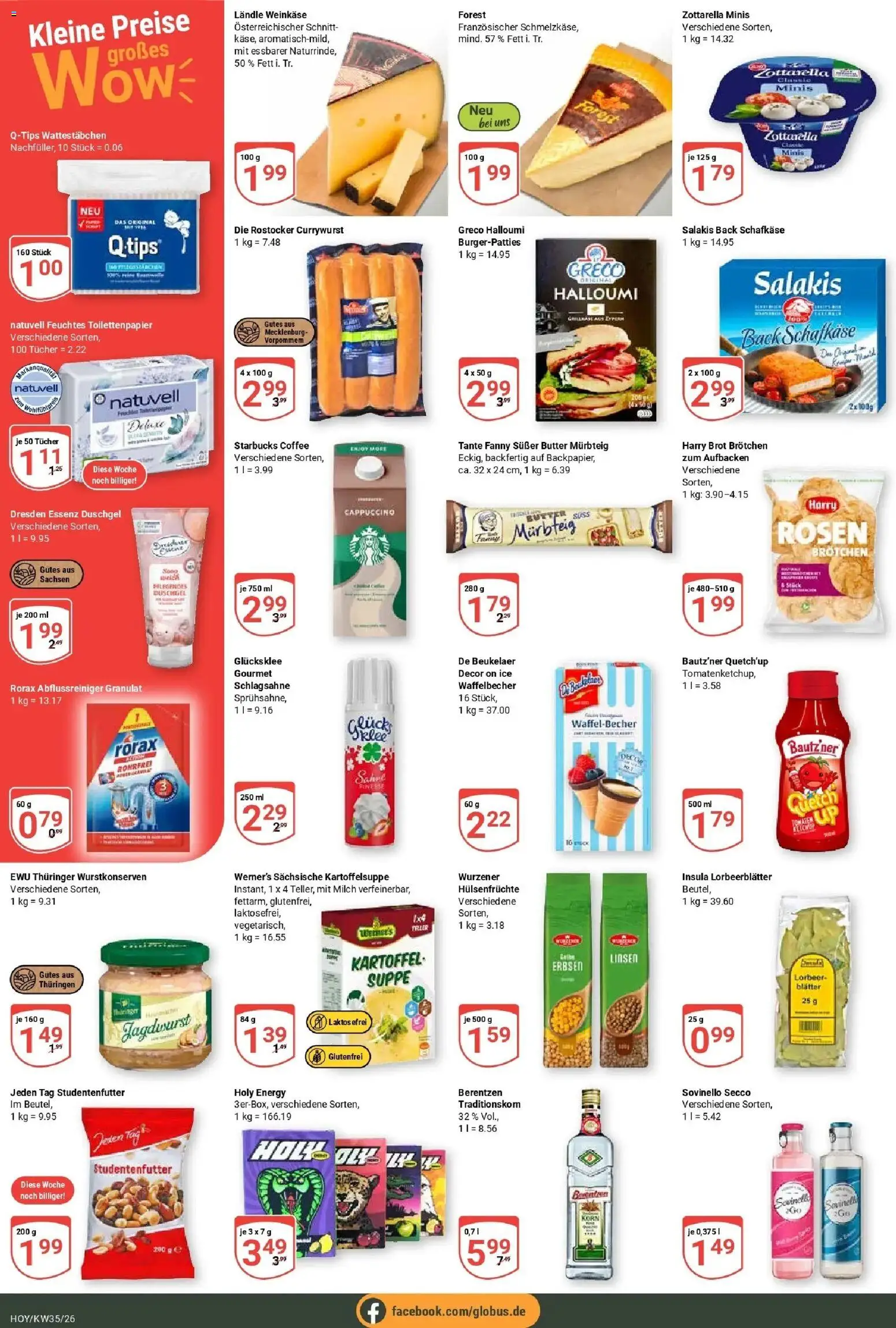 Globus Prospekt Hoyerswerda – gültig ab 24.08.2026 | Seite: 19 | Produkte: Schlagsahne, Milch, Starbucks, Feuchtes Toilettenpapier