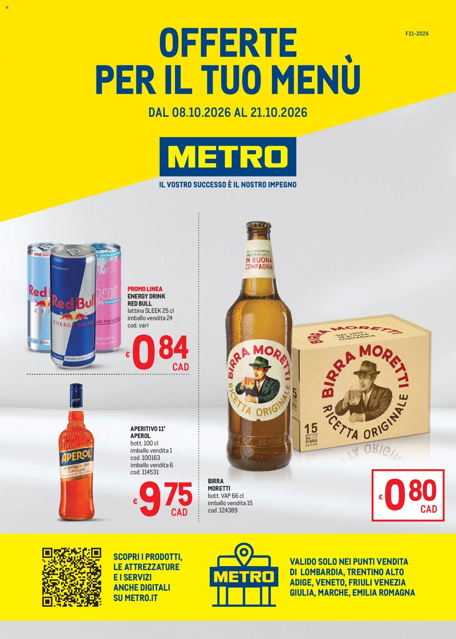 Volantino Metro del 08/10/2026 | Pagina: 1 | Prodotti: Birra, Red Bull, Aperol, Aperitivo