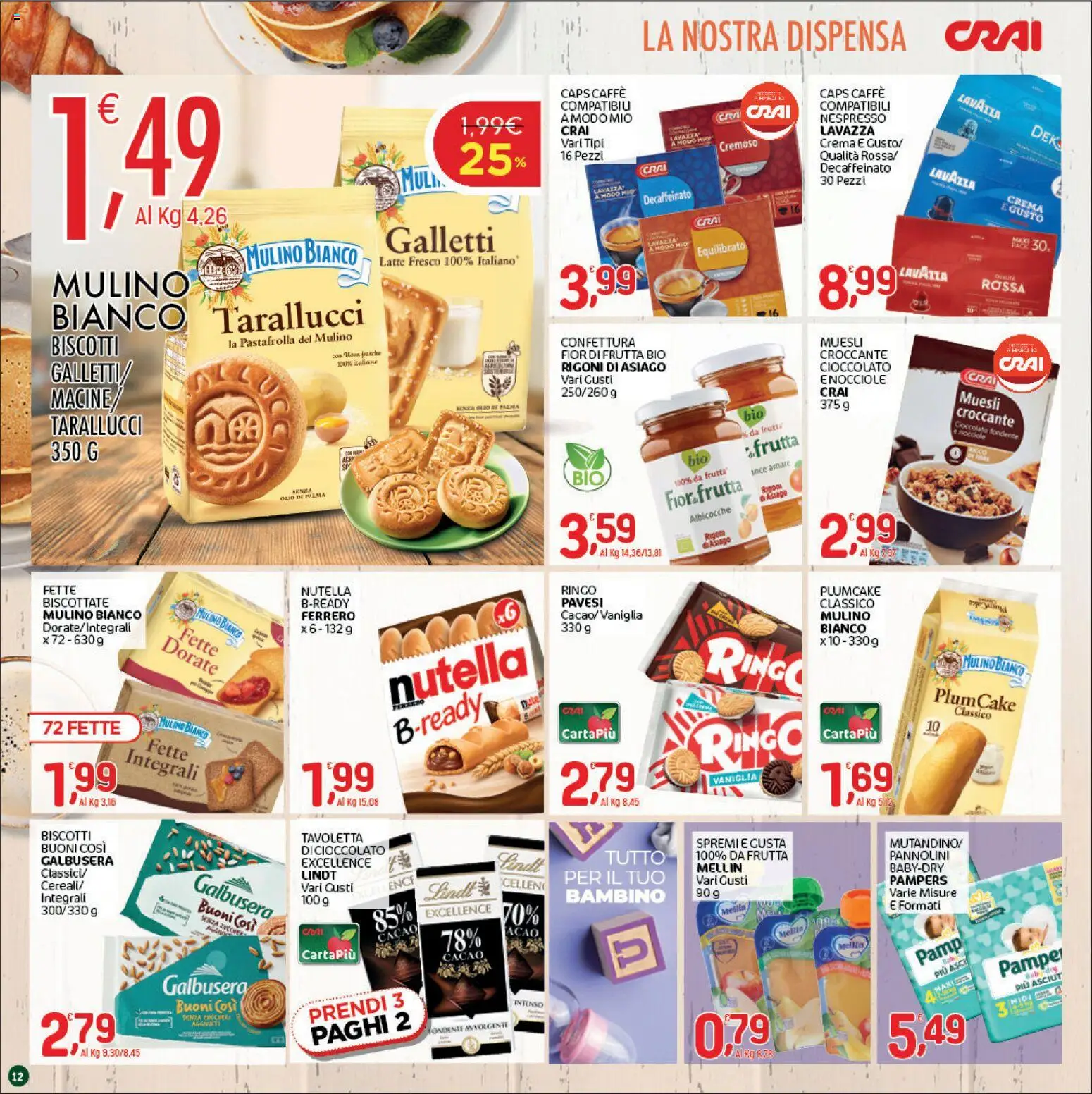 Volantino CRAI del 11.06.2026 | Pagina: 12 | Prodotti: Cioccolato, Biscotti, Nutella, Albicocche