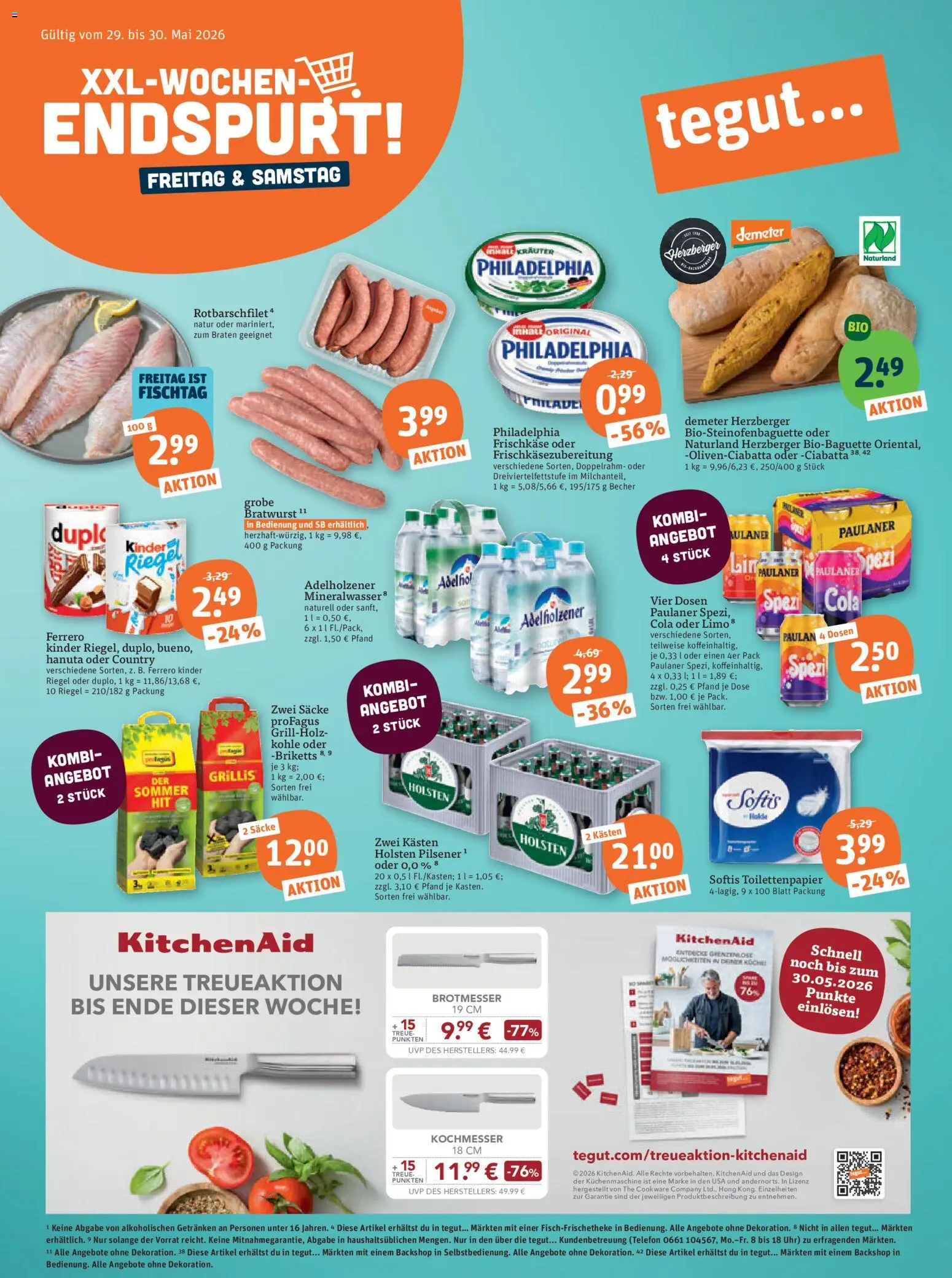 Tegut Prospekt – gültig ab 26.05.2026 | Seite: 1 | Produkte: Cola, Bratwurst, Adelholzener, Telefon