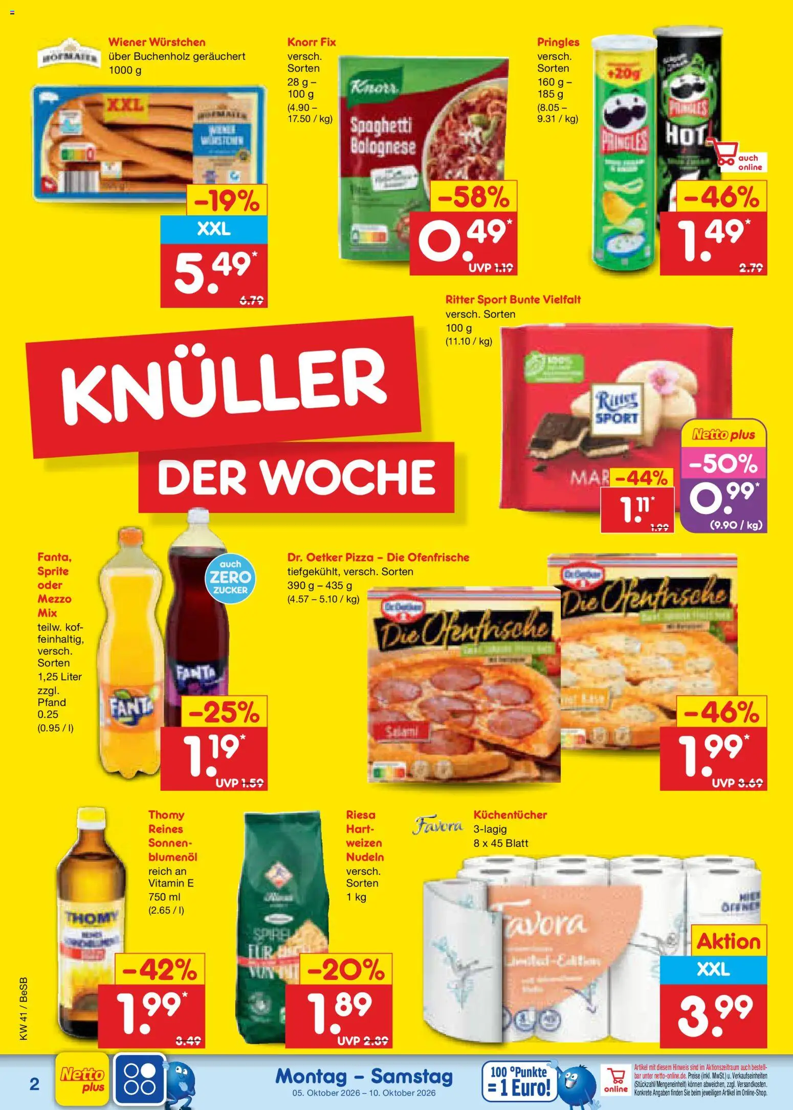 Netto Marken-Discount Prospekt – gültig ab 05.10.2026 | Seite: 2 | Produkte: Fanta, Knorr, Zucker, Nudeln
