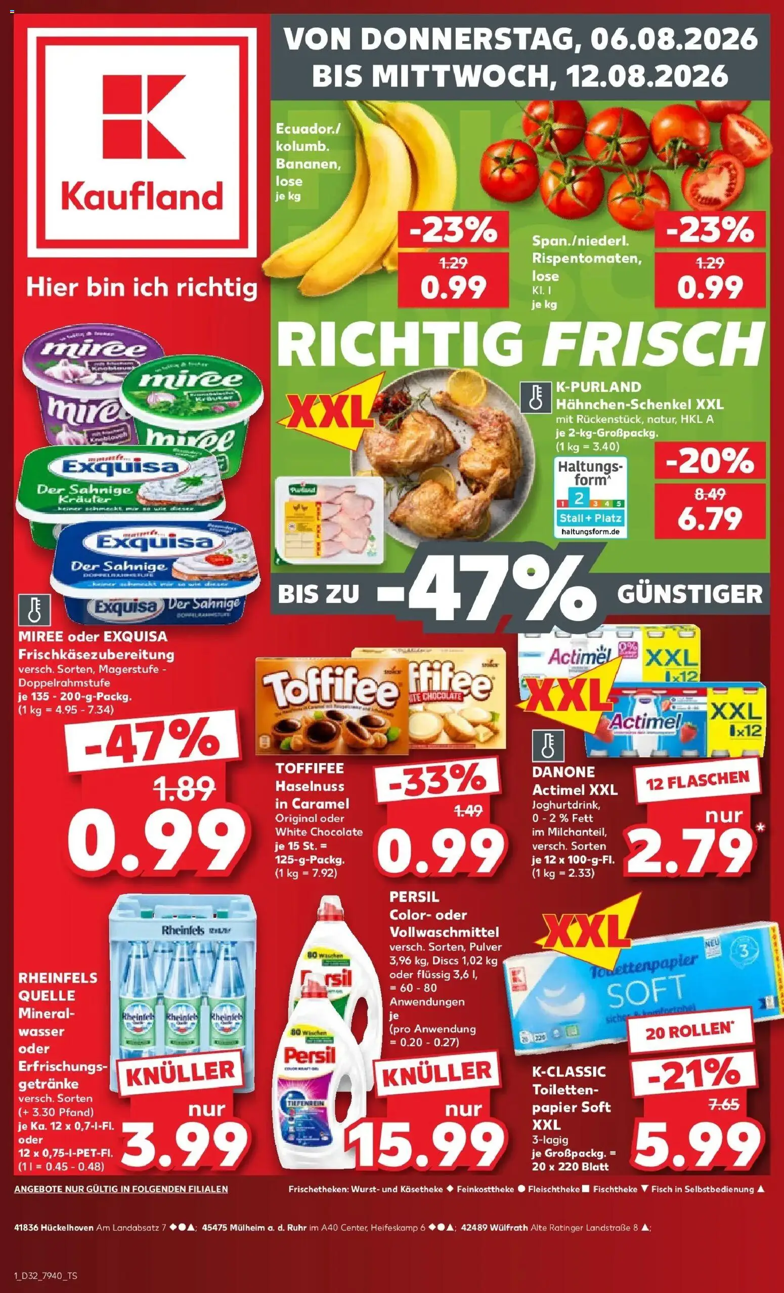 Prospekt Kaufland ab 06.08.2026 » Angebote Online zum Blättern | Seite: 1 | Produkte: Actimel, Exquisa, Wasser, Persil