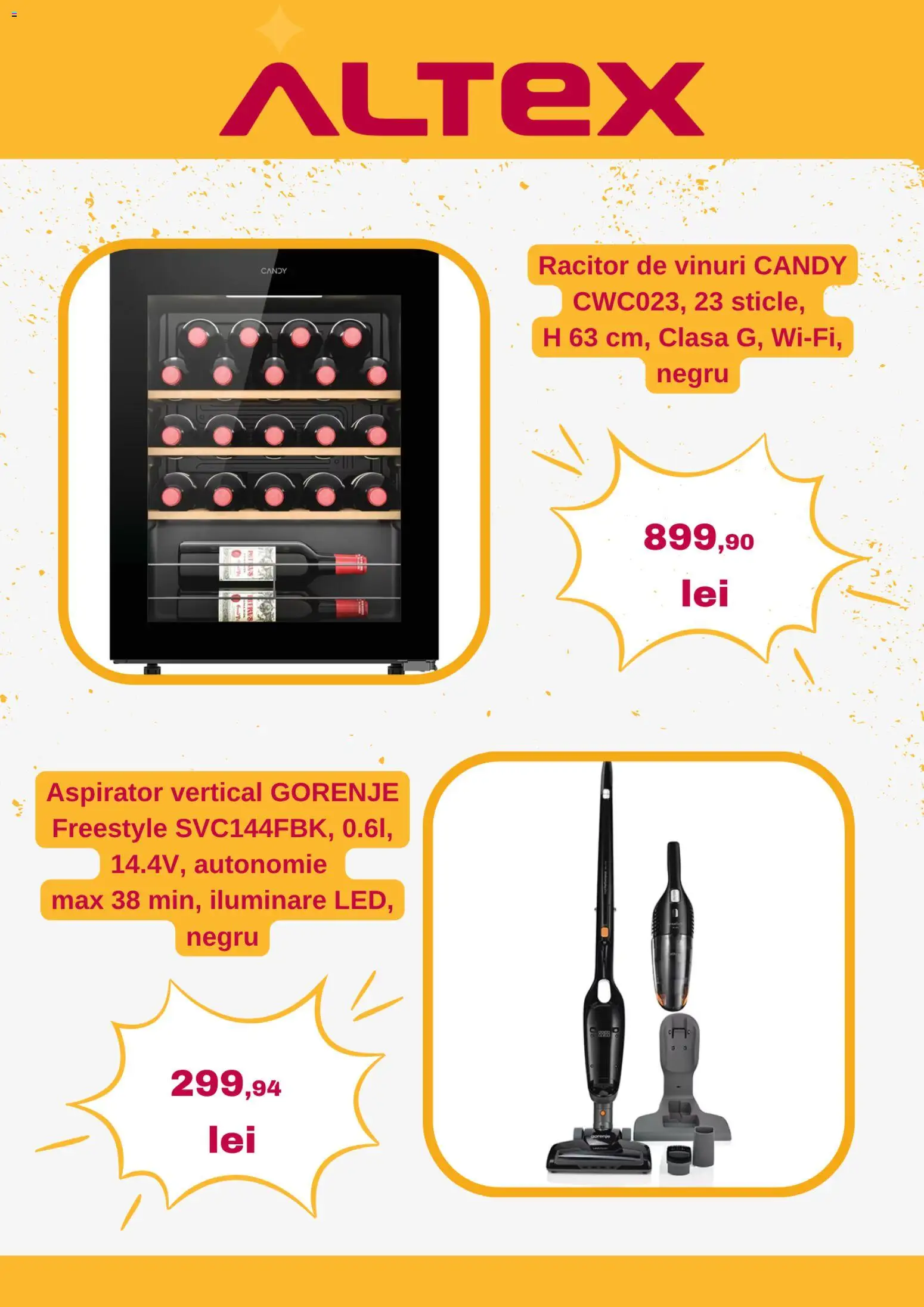 Noul catalog Altex – valabil de la 11.06.2026 | Pagină: 4 | Produse: Răcitor de vinuri, Aspirator