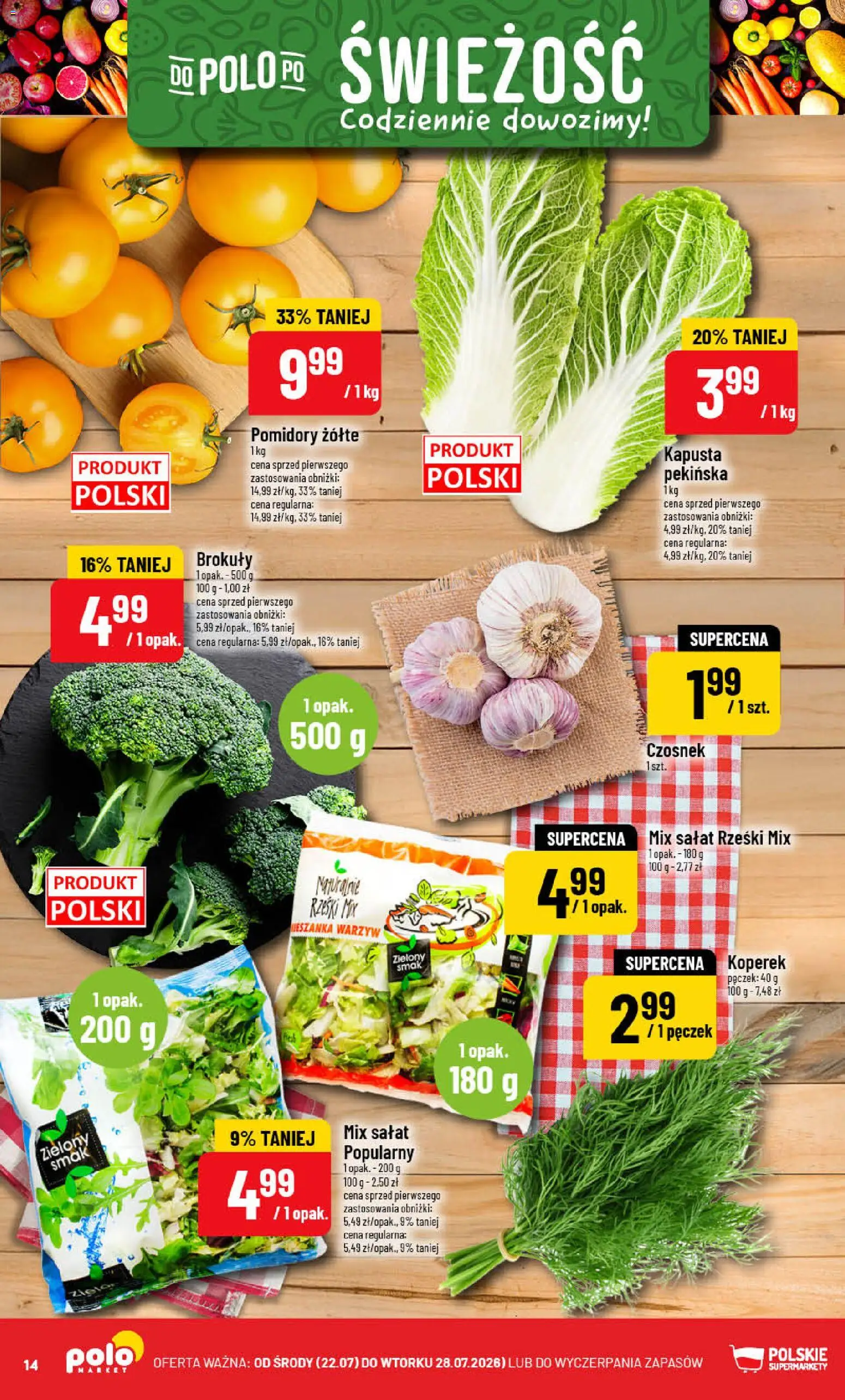 POLOmarket gazetka od 22.07.2026 | Strona: 14 | Produkty: Czosnek, Koperek, Brokuły, Mix sałat
