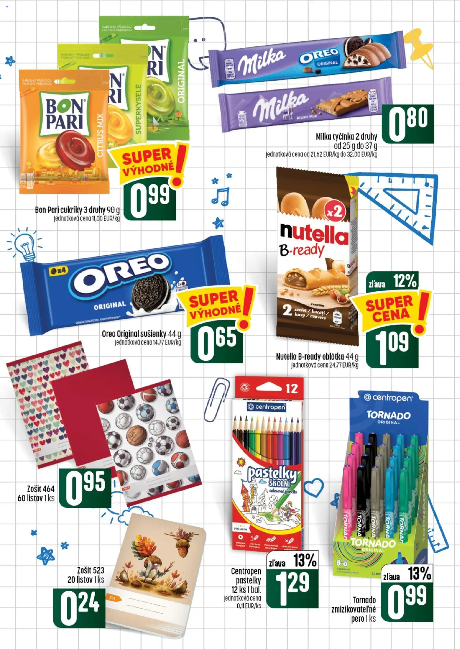 Nové COOP Jednota akcie – leták je platný od 13.08.2026 | Strana: 41 | Produkty: Zošit, Pero, Pastelky, Oreo