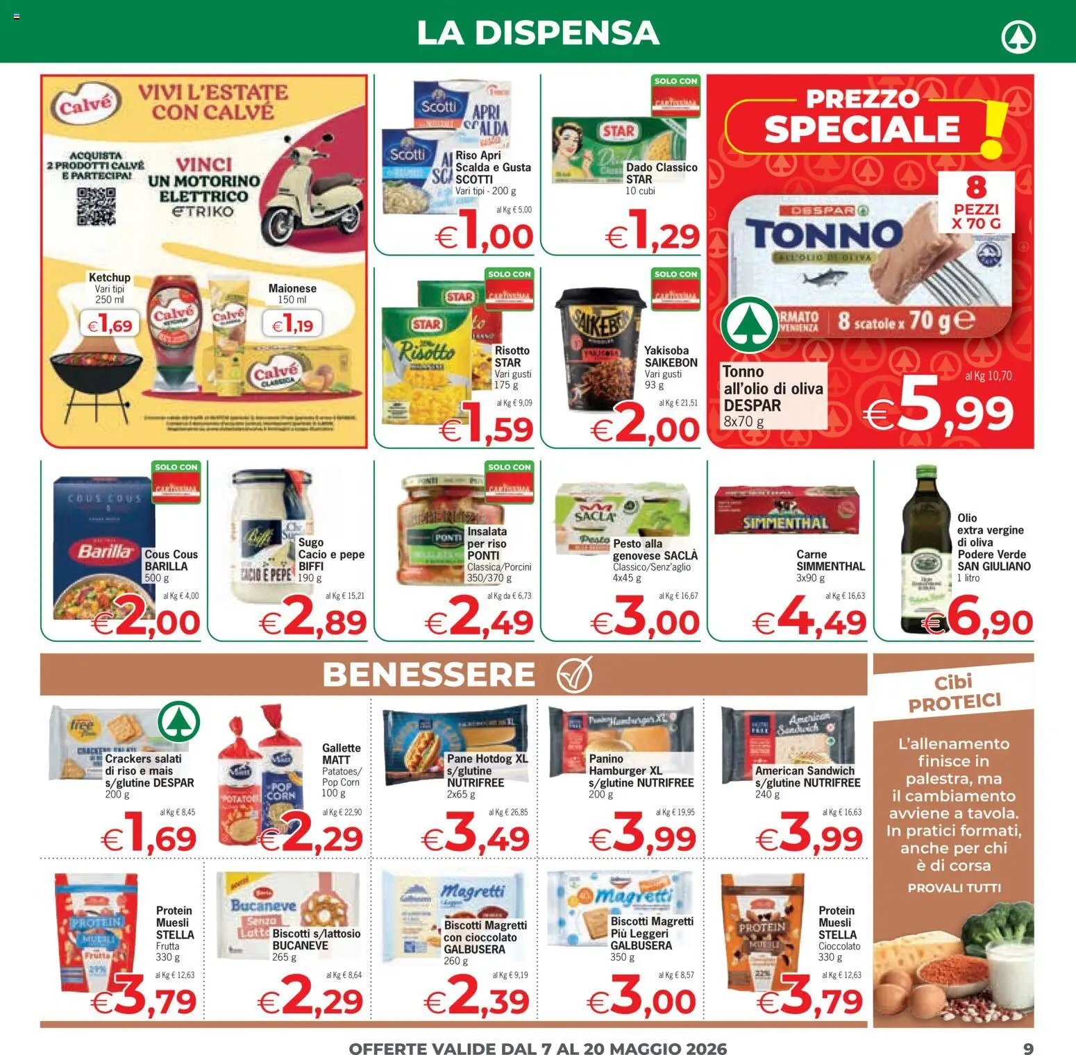 Volantino Despar del 07.05.2026 | Pagina: 9 | Prodotti: Pane, Biscotti, Pesto, Sugo