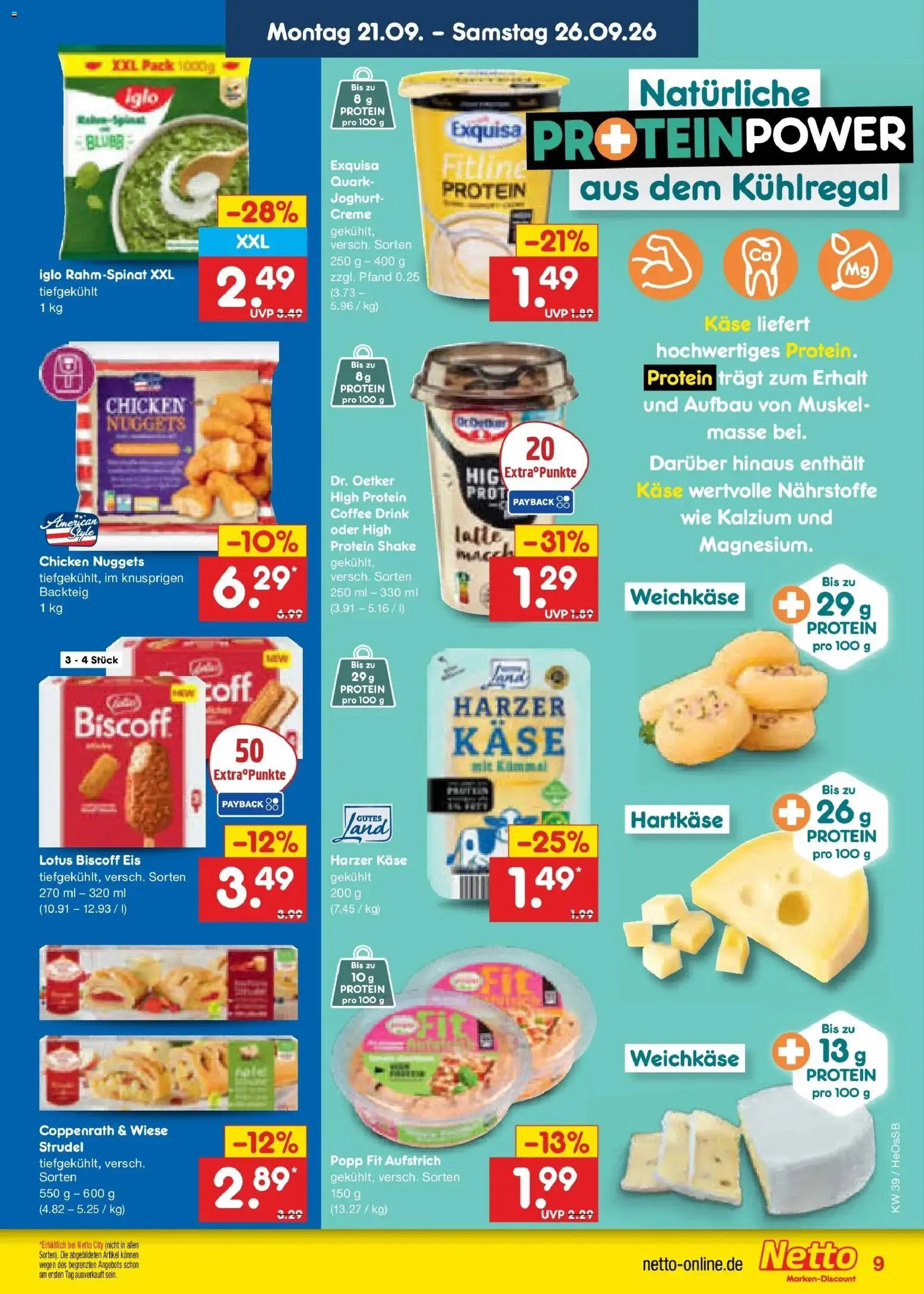 Netto Marken-Discount Prospekt Rostock – gültig ab 21.09.2026 | Seite: 13 | Produkte: Quark, Käse, Iglo, Creme