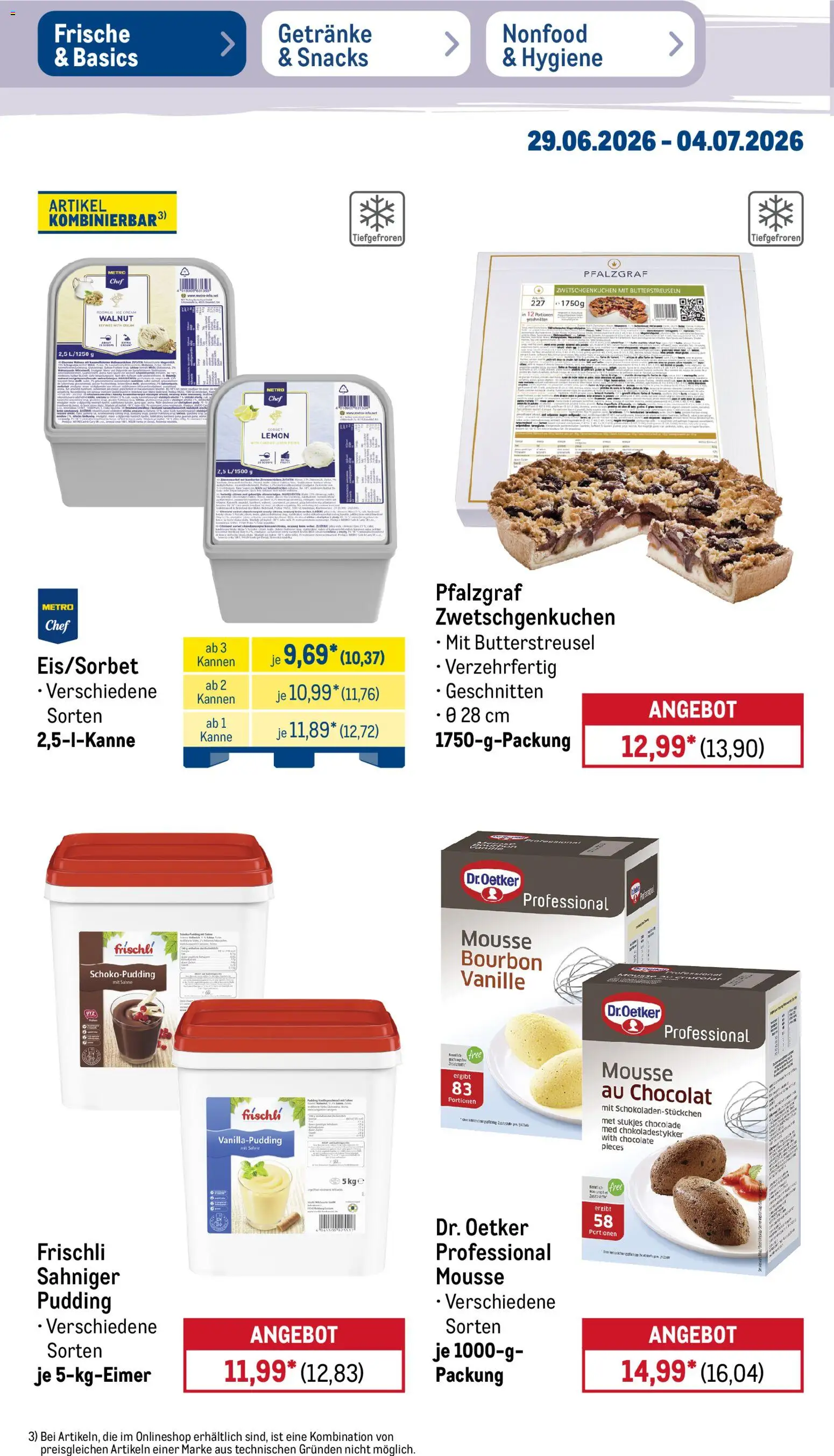 Metro Non Food & Hygiene – gültig ab 29.06.2026 | Seite: 51 | Produkte: Pudding, Bourbon, Sahne
