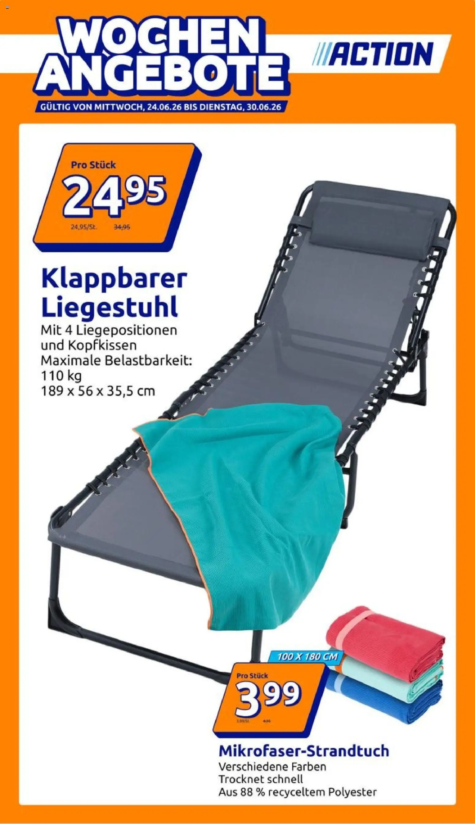 Action Flugblatt gültig ab 24.06.2026 | Seite: 1 | Produkte: Liegestuhl