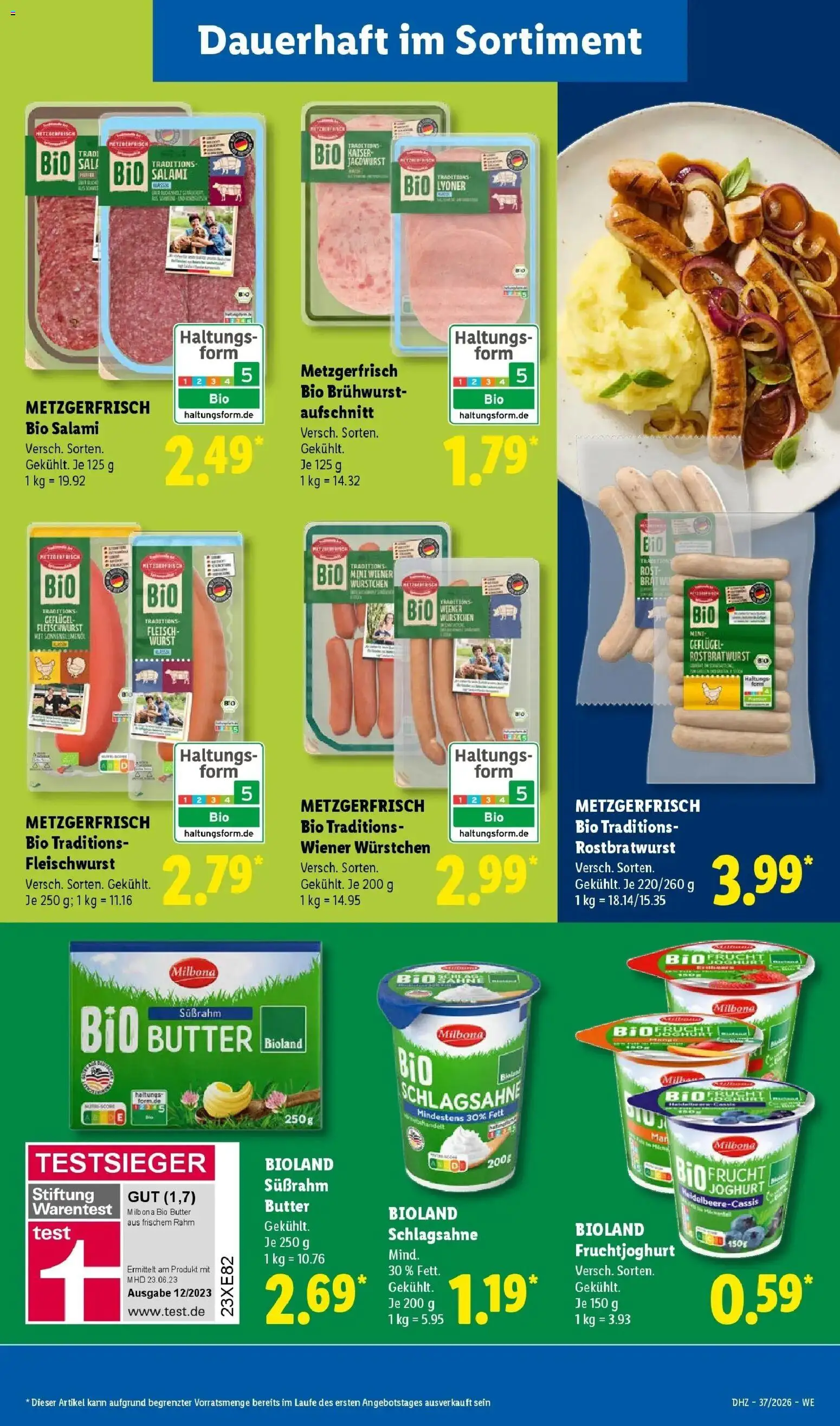 Lidl Prospekt Künzell – gültig ab 07.09.2026 | Seite: 23 | Produkte: Wiener wurstchen, Fruchtjoghurt, Salami, Fleisch