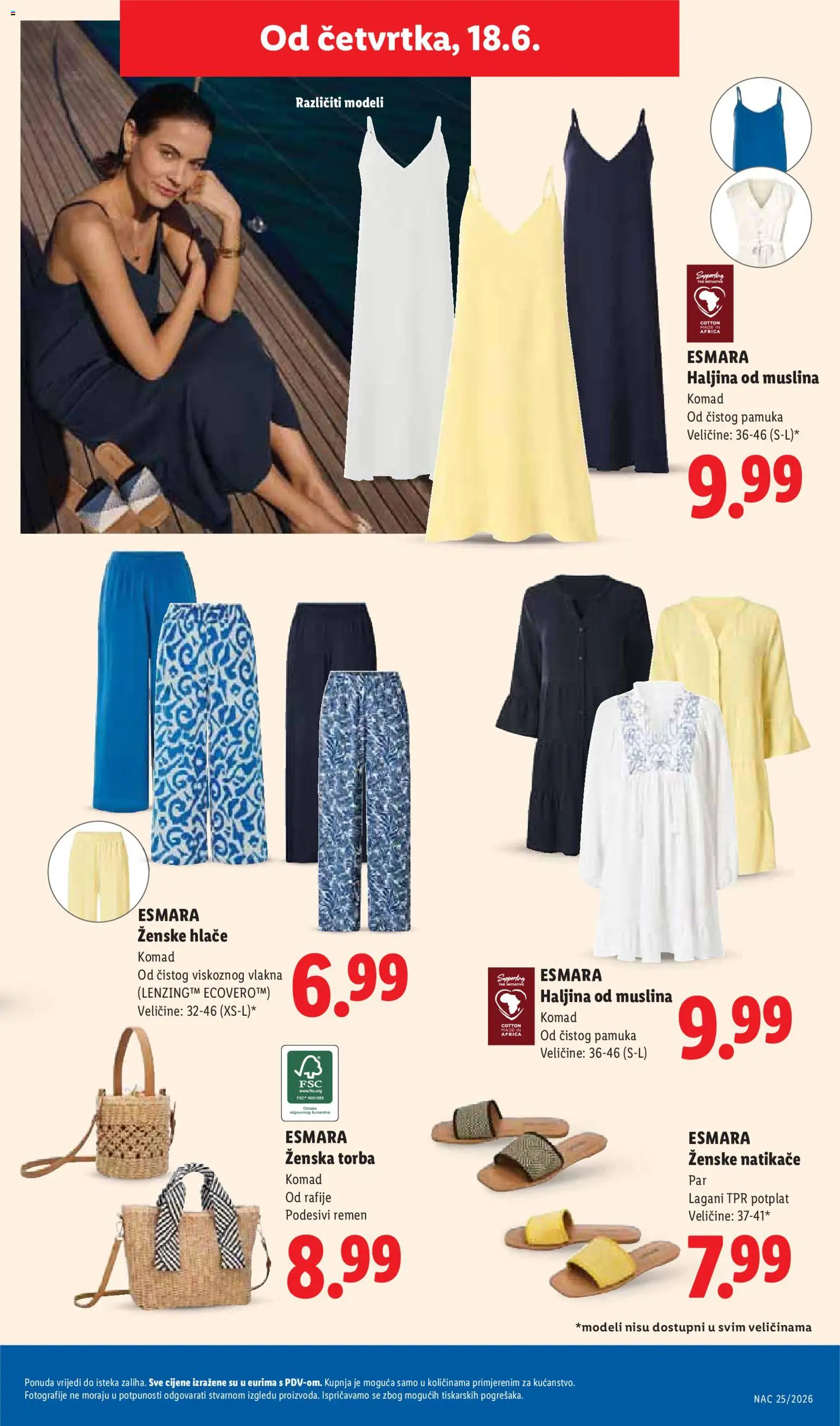 Lidl katalog | vrijedi od 15.06.2026 | Stranica: 43 | Proizvodi: Natikače, Hlače, Haljina, Torba