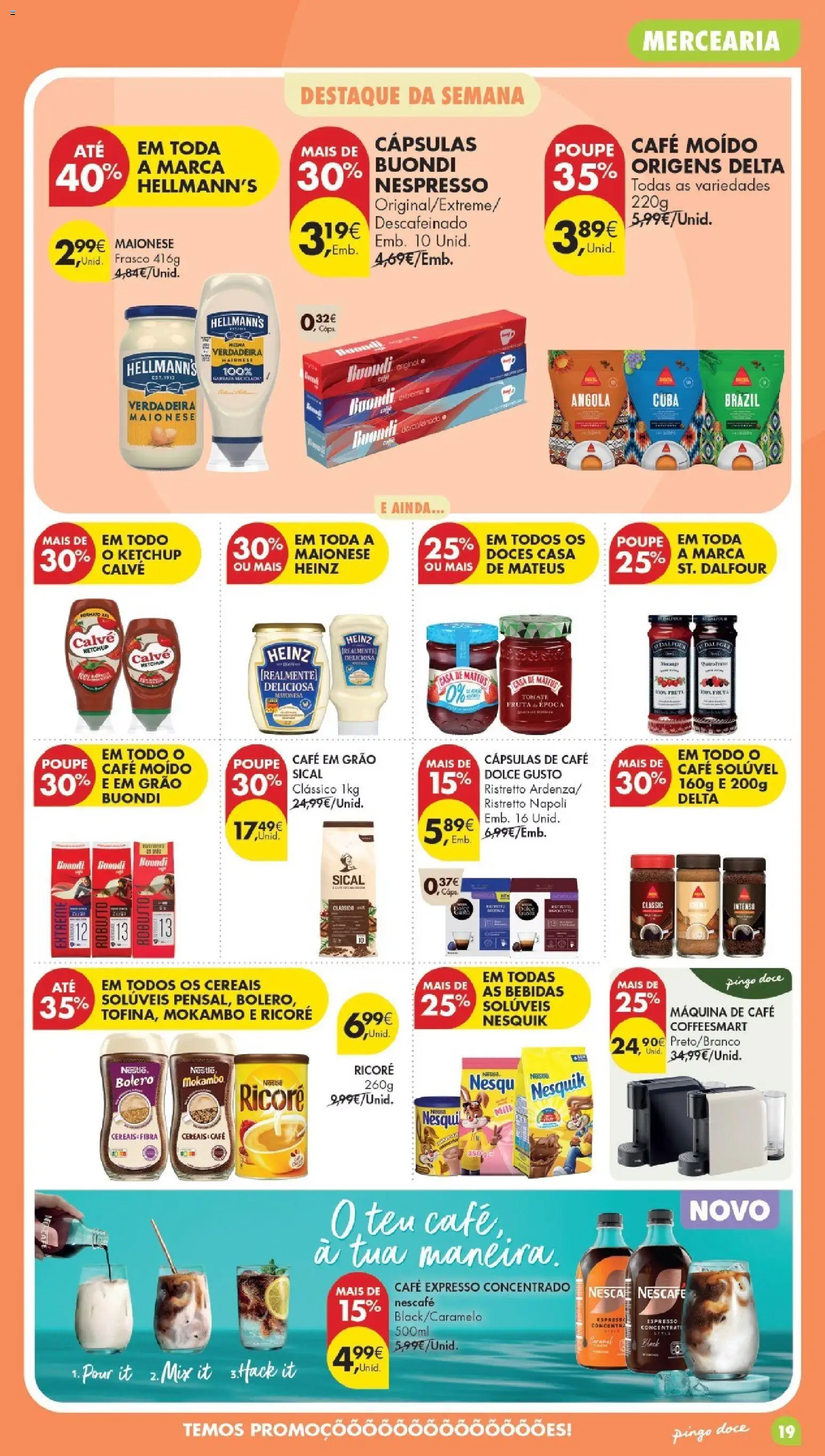 Pingo DocePoupe Esta Semana Madeira │ válido de 19.05.2026 | Página: 19 | Produtos: Nespresso, Nestlé, Maionese, Doces
