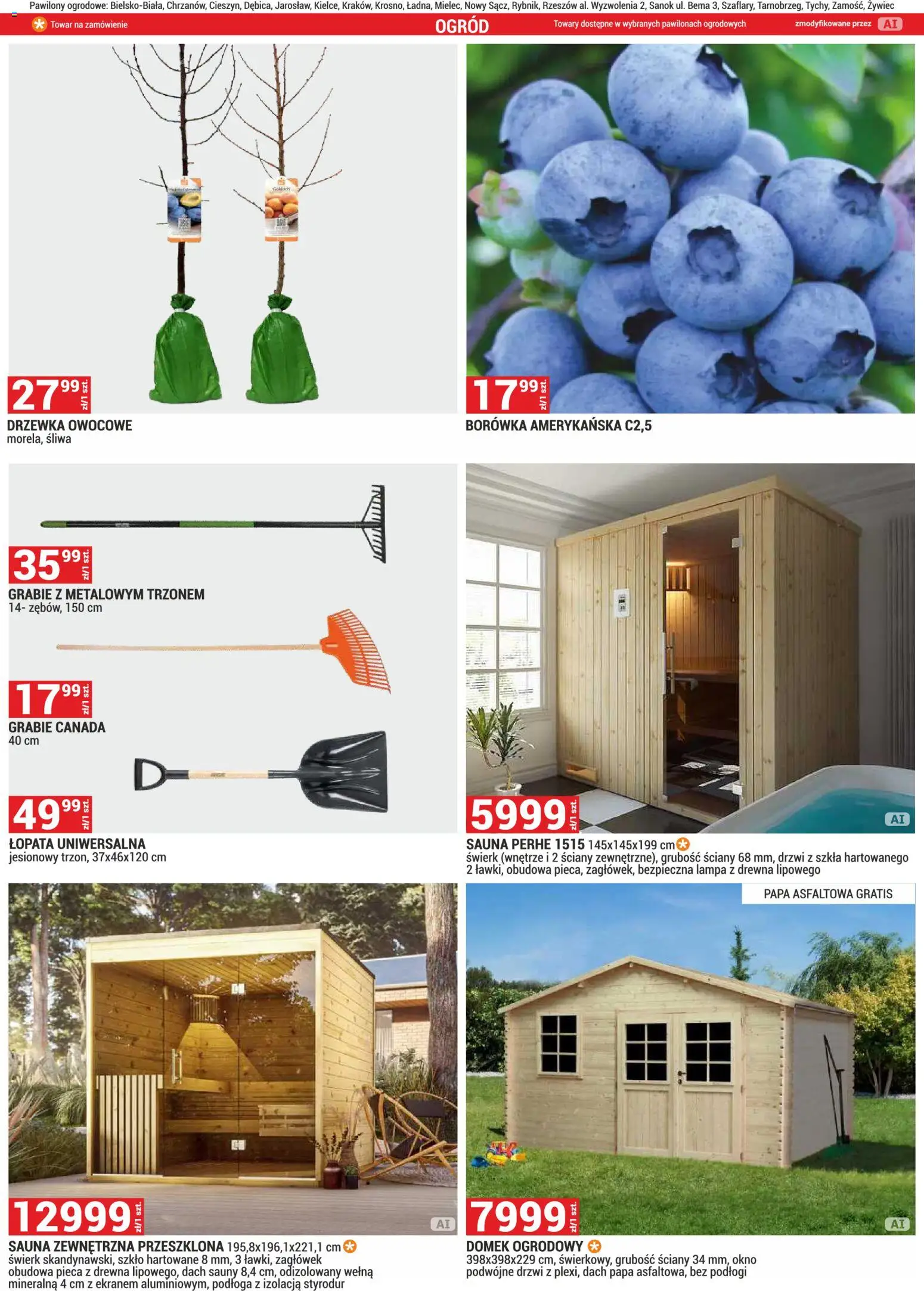 Merkury Market gazetka od 01.10.2026 | Strona: 67 | Produkty: Domek ogrodowy, Lampa, Drzwi, Drzewka owocowe