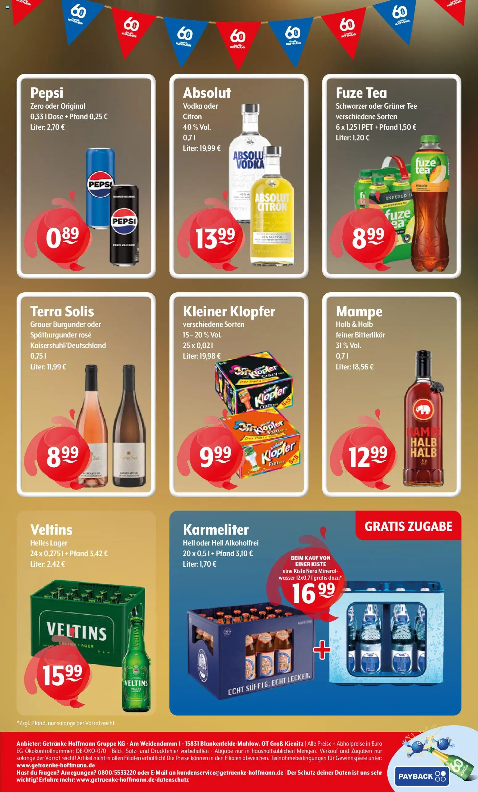 Getränke Hoffmann Prospekt – gültig ab 07.09.2026 | Seite: 8 | Produkte: Fuze tea, Vodka, Tee, Veltins