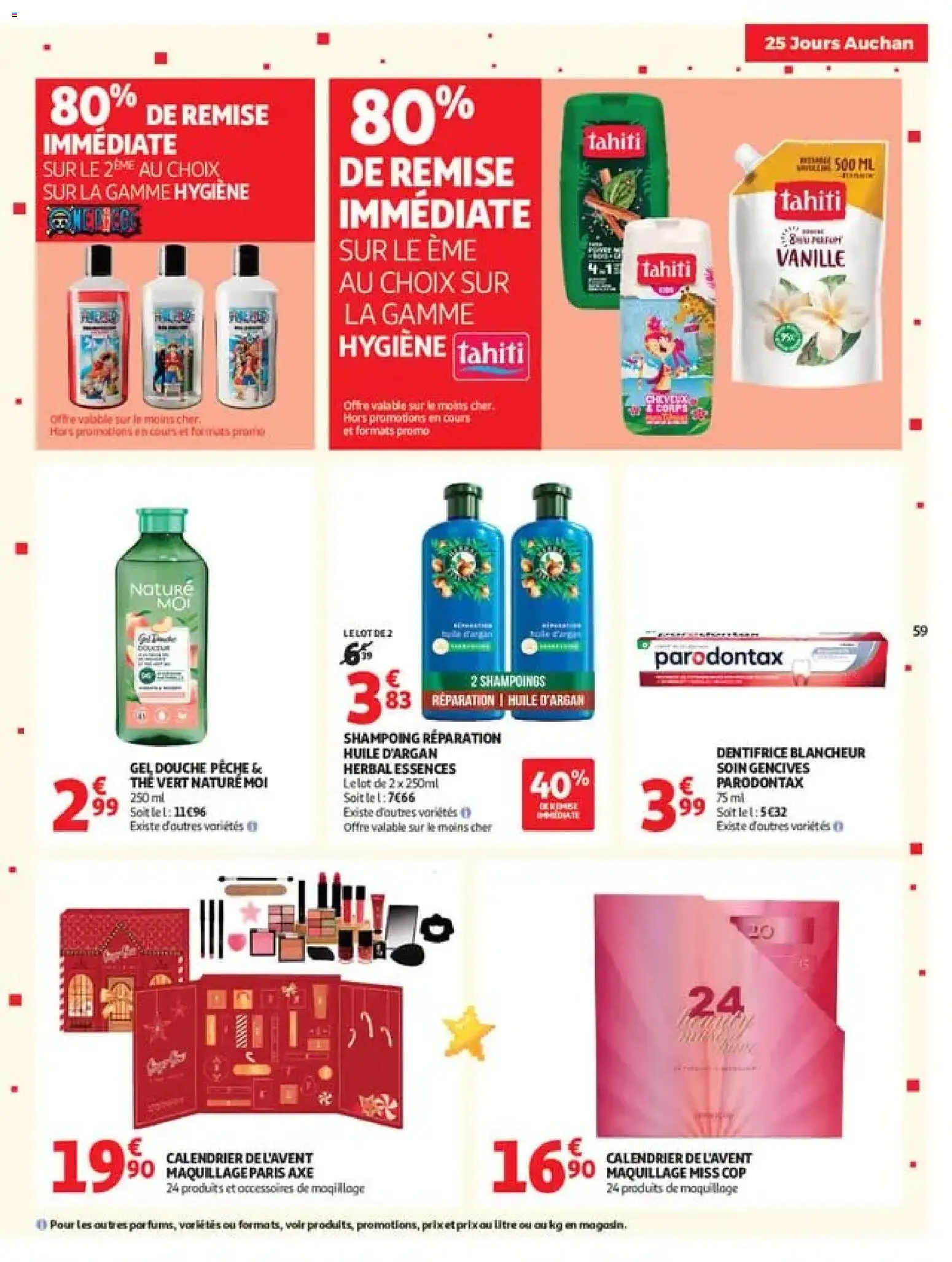 {H1} | Page: 59 | Produits: Axe, Calendrier de l'avent, Dentifrice, Thé