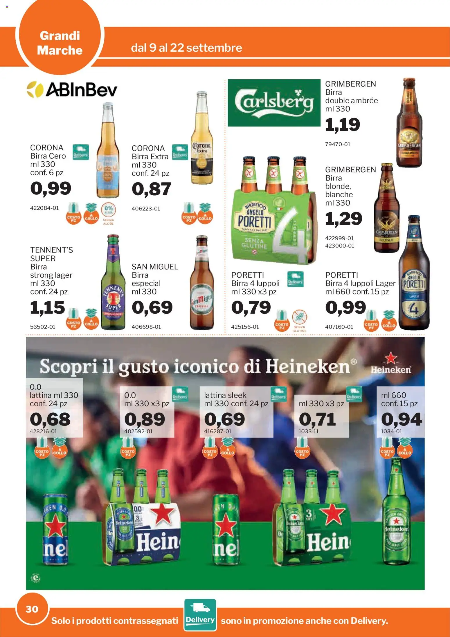 Volantino Sogegross del 09/09/2026 | Pagina: 30 | Prodotti: Tennent's, Birra, Collo, Heineken