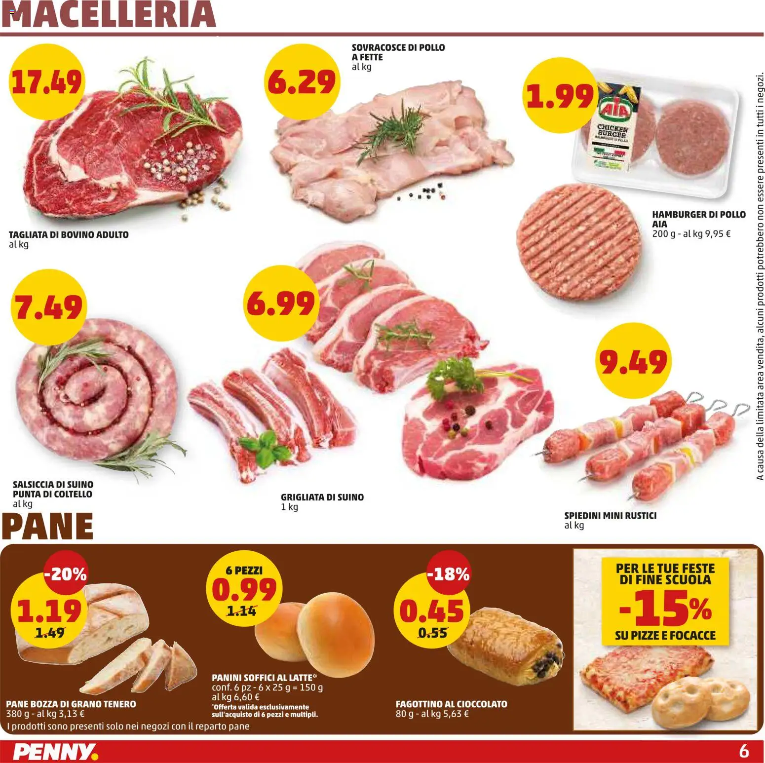 Volantino PENNY del 21.05.2026 | Pagina: 6 | Prodotti: Pane, Pollo, Salsiccia, Spiedini