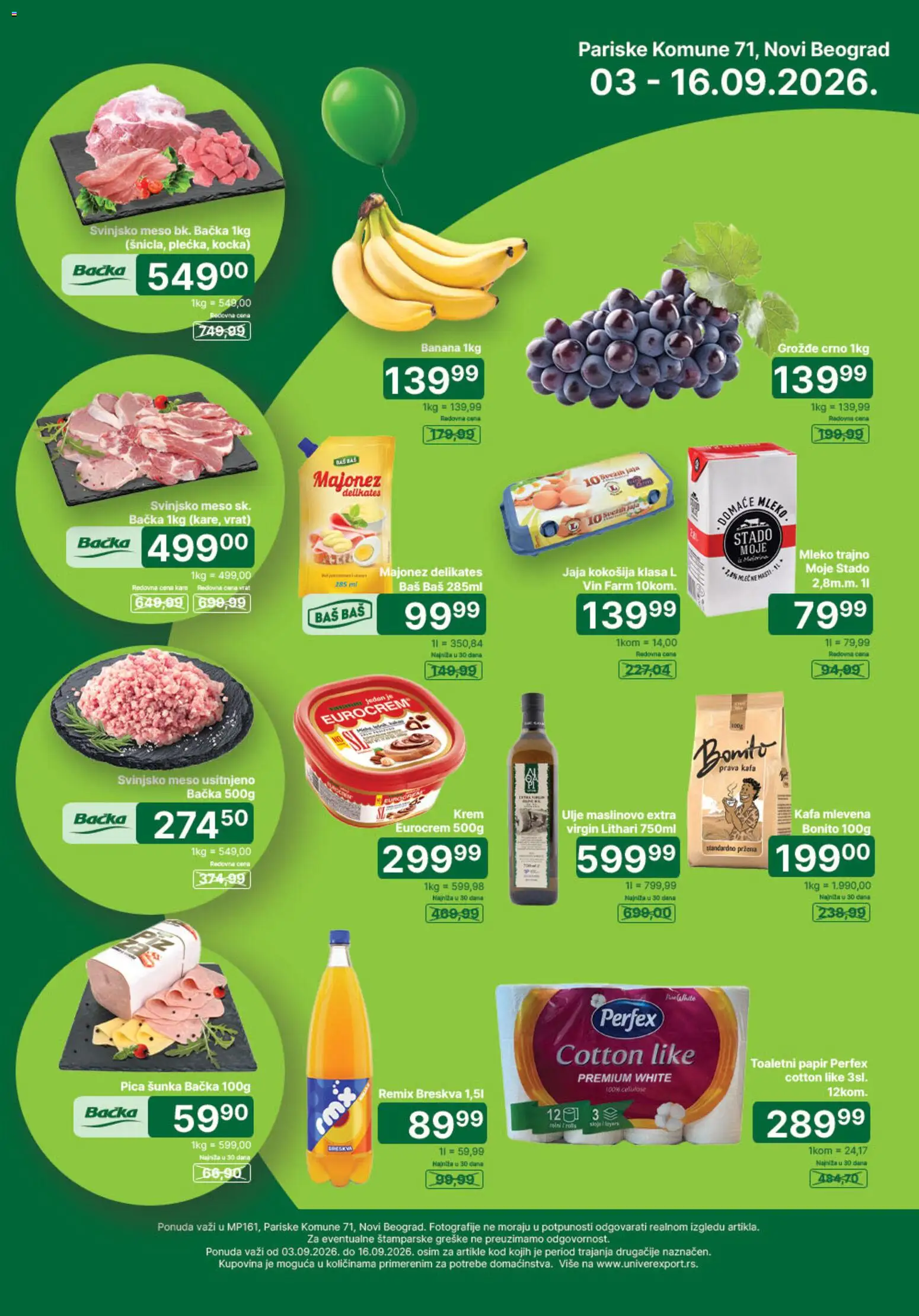 Univerexport katalog - važi od 03.09.2026 | Strana: 1 | Proizvode: Meso, Vrat, Kafa, Pica