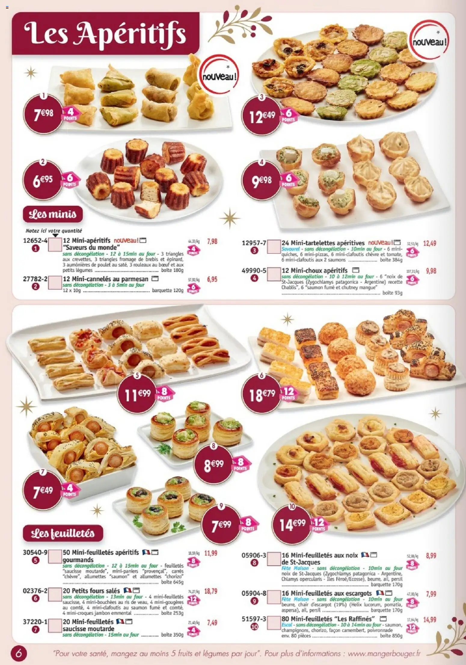{H1} | Page: 6 | Produits: Mangue, Escargots, Emmental, Saumon