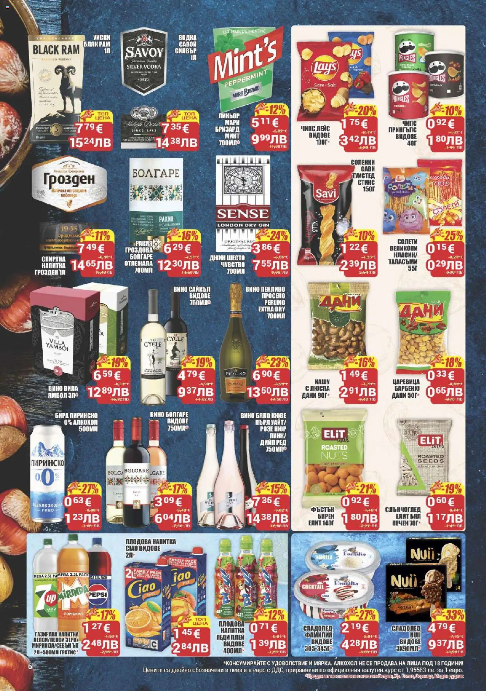 {H1} | Страница: 6 | Продукти: Чипс, Водка, Бира, Плодова напитка