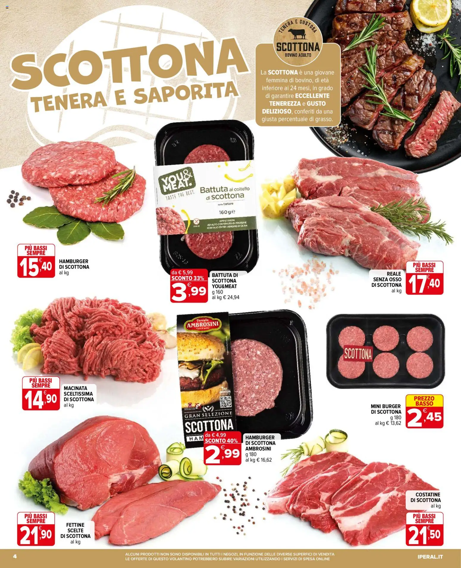 Volantino Iperal del 19/08/2026 | Pagina: 4 | Prodotti: Bovino, Olio, Olio extra vergine, Basso