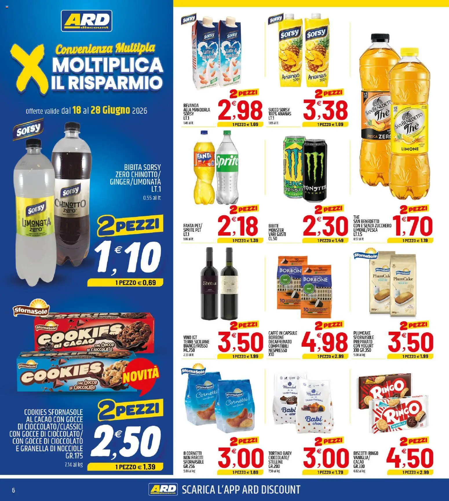 Volantino ARD Discount del 18.06.2026 | Pagina: 6 | Prodotti: Vino, Pesca, Bibita, Caffe in capsule