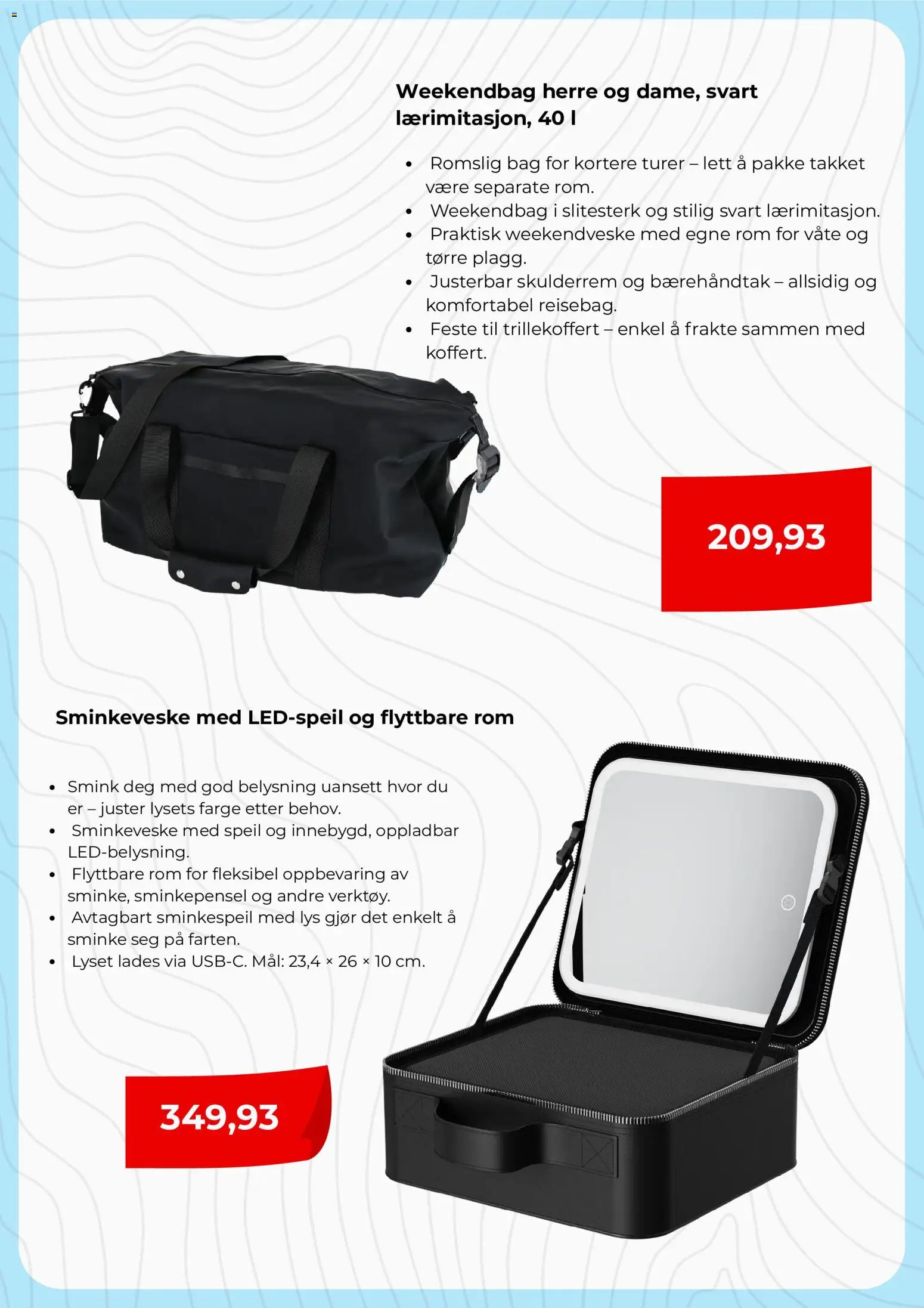 {H1} | Side: 5 | Produkter: Sminkeveske, Lys, Weekendbag, Sminke