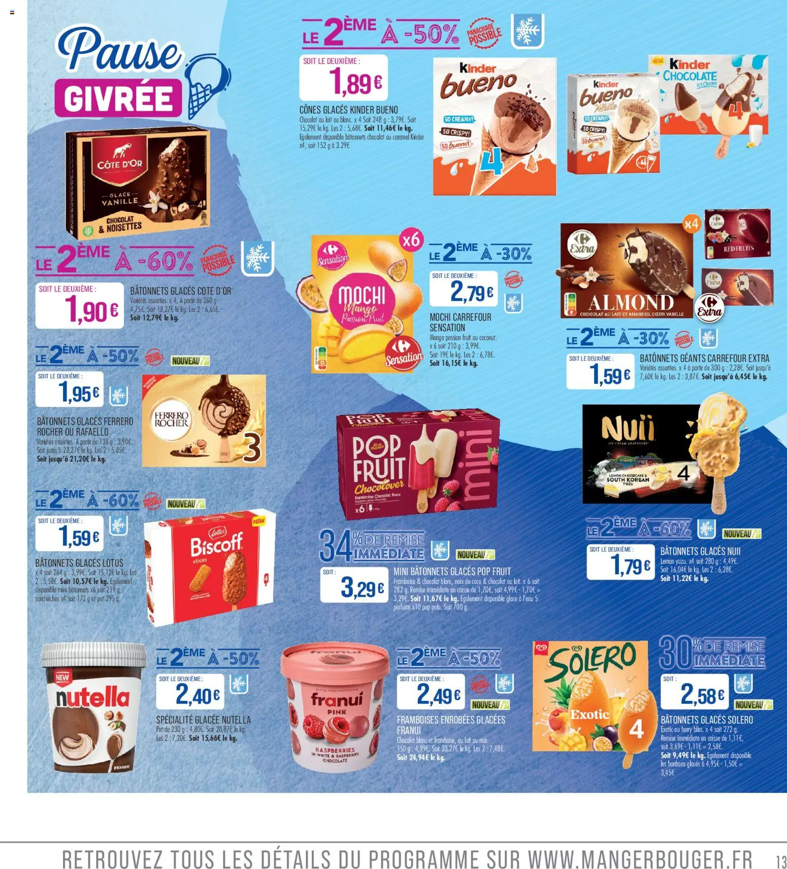 {H1} | Page: 13 | Produits: Glaces, Mochi, Nutella, Chocolat