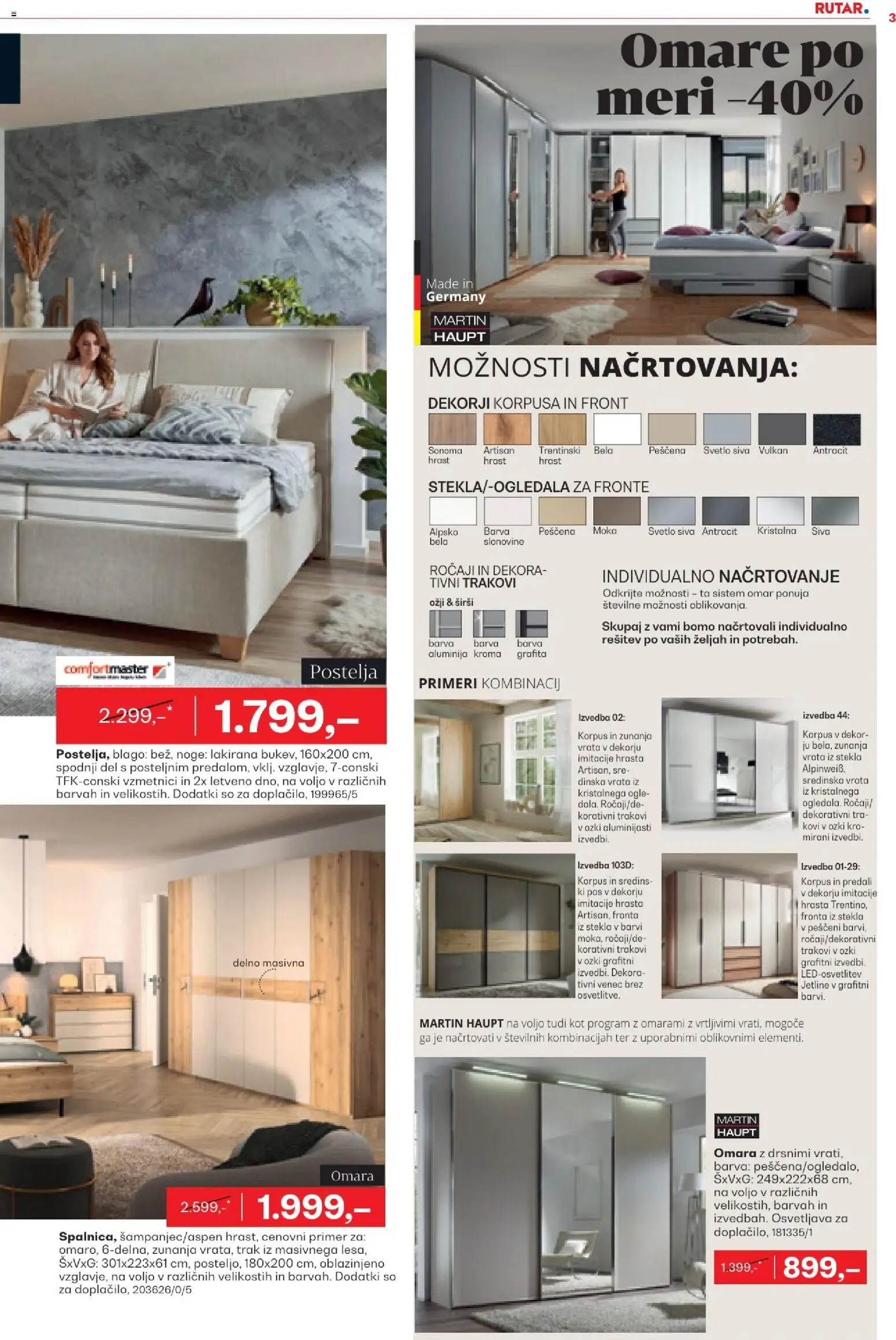 Novi Rutar katalog ponudbe – veljaven od 22.07.2026 | Stran: 3 | Izdelki: Postelja, Omara, Barva, Pas