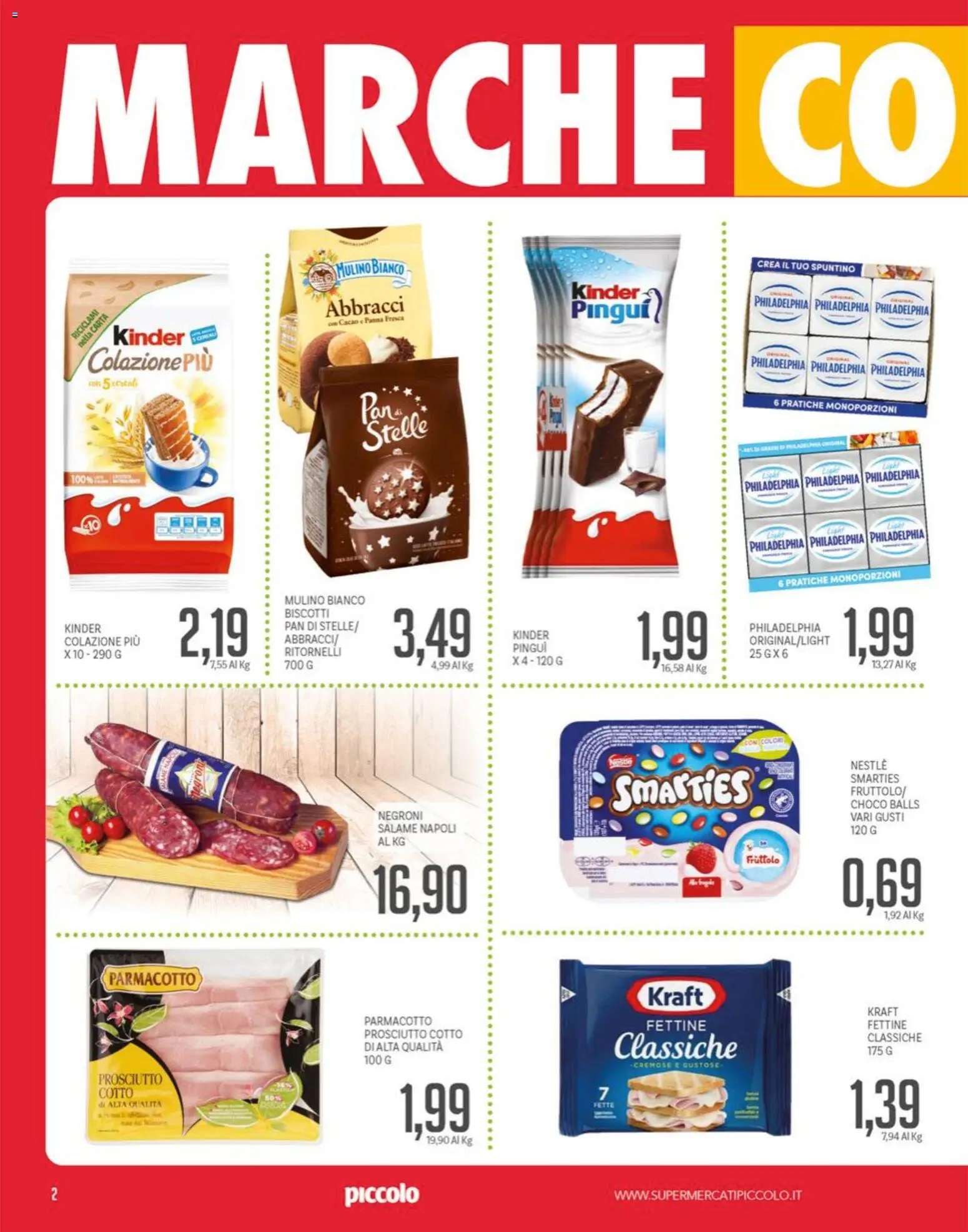 Volantino Piccolo del 01.06.2026 | Pagina: 2 | Prodotti: Prosciutto Cotto, Panna, Biscotti, Cacao