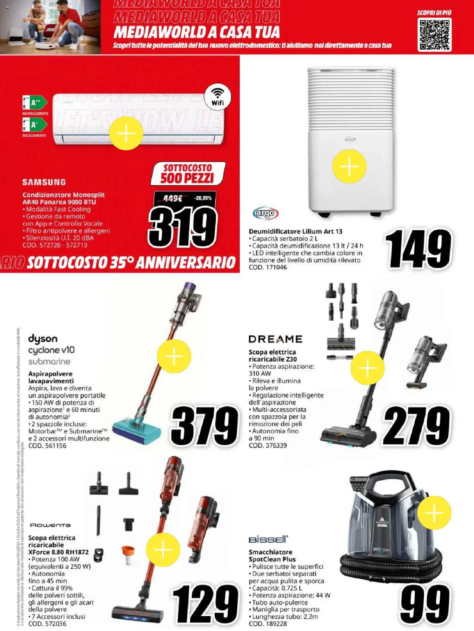 Volantino Media World del 06/10/2026 | Pagina: 41 | Prodotti: Scopa, Condizionatore, Dyson, Samsung