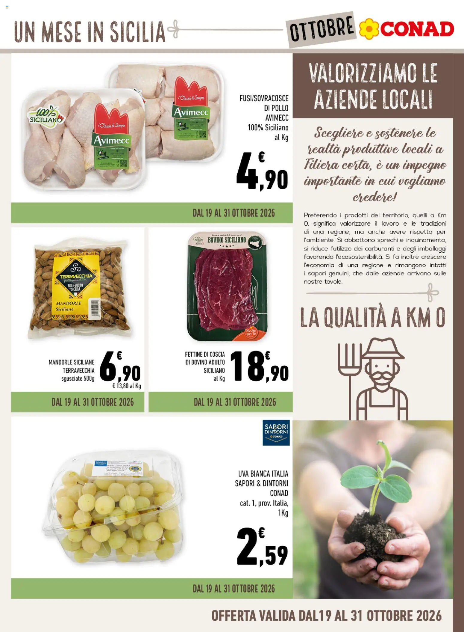 Volantino Conad del 30/09/2026 | Pagina: 7 | Prodotti: Bovino, Pollo, Mandorle, Uva