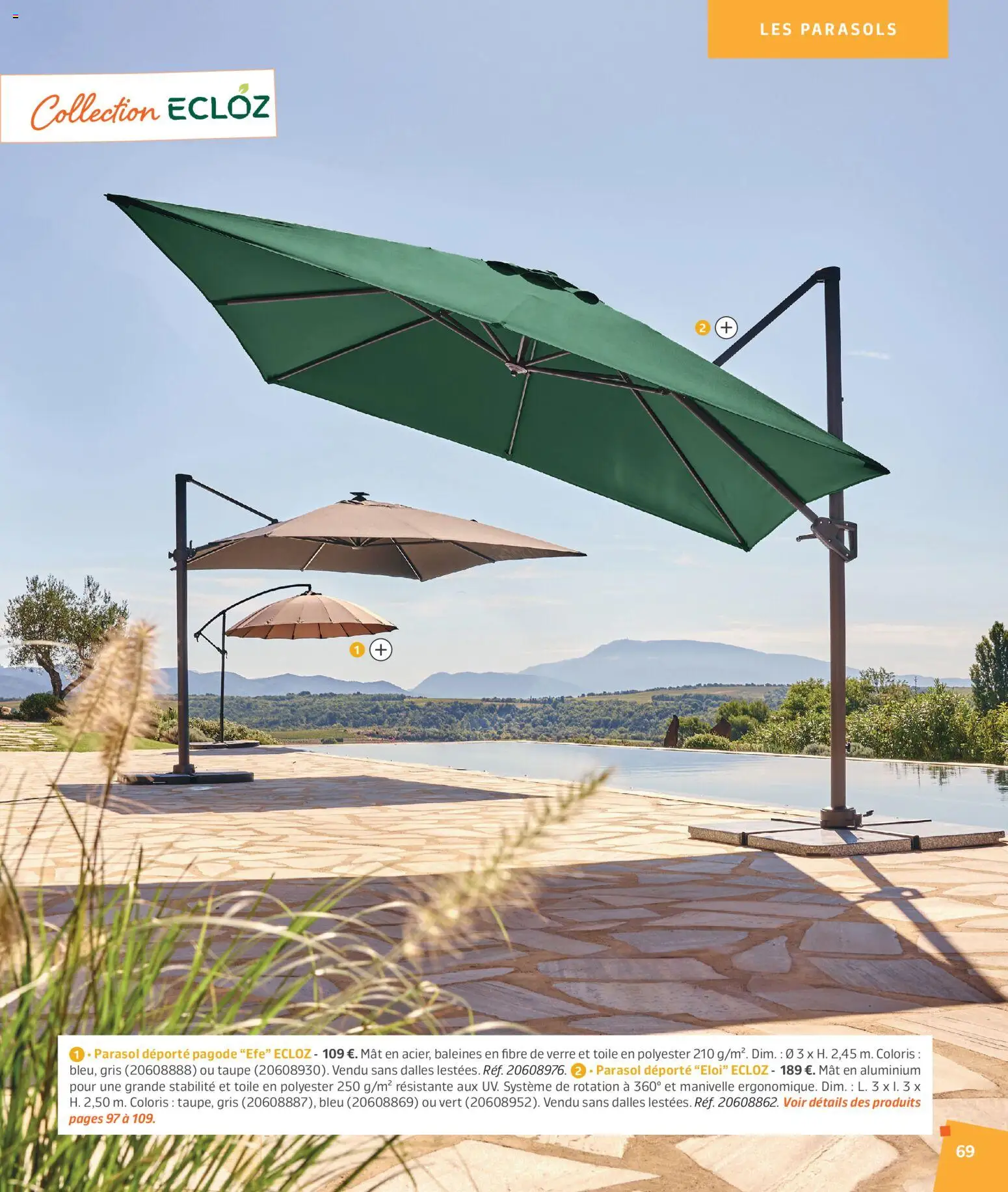 {H1} | Page: 69 | Produits: Parasol déporté, Parasol