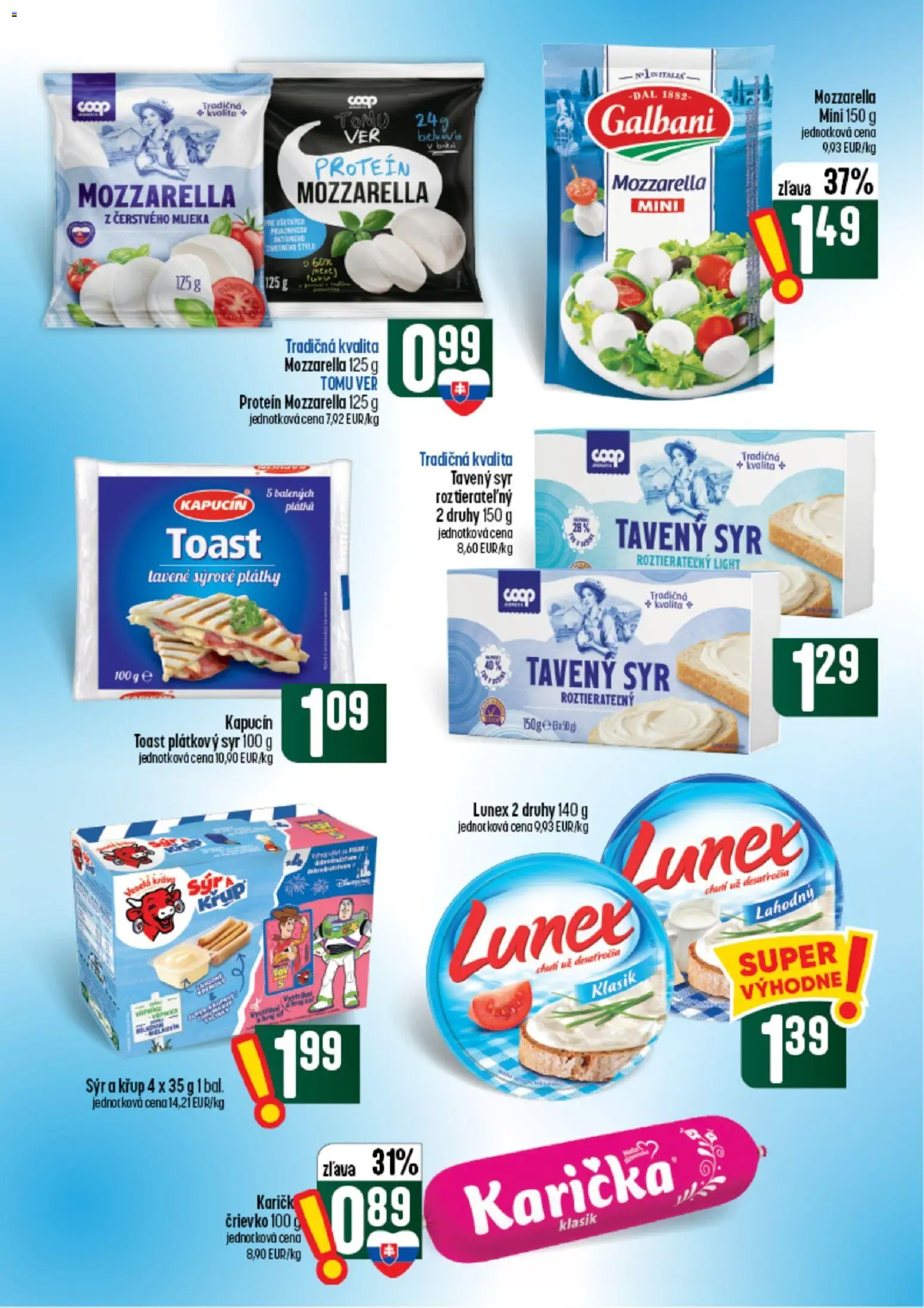 Nové COOP Jednota akcie – leták je platný od 24.09.2026 | Strana: 20 | Produkty: Syr, Plátkový syr, Mozzarella, Tavený syr