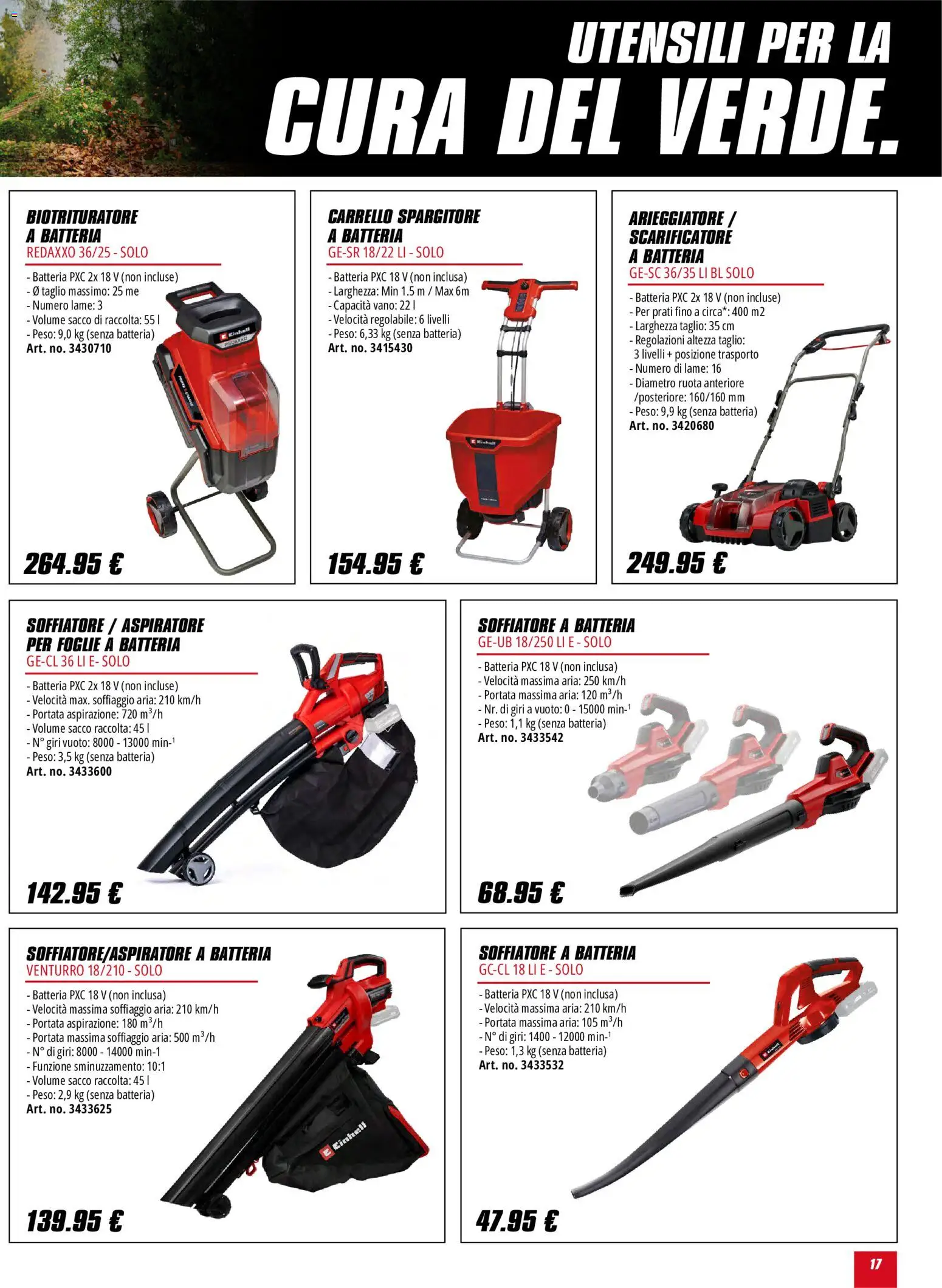 Volantino Einhell del 01/10/2026 | Pagina: 17 | Prodotti: Taglio, Carrello, Batteria
