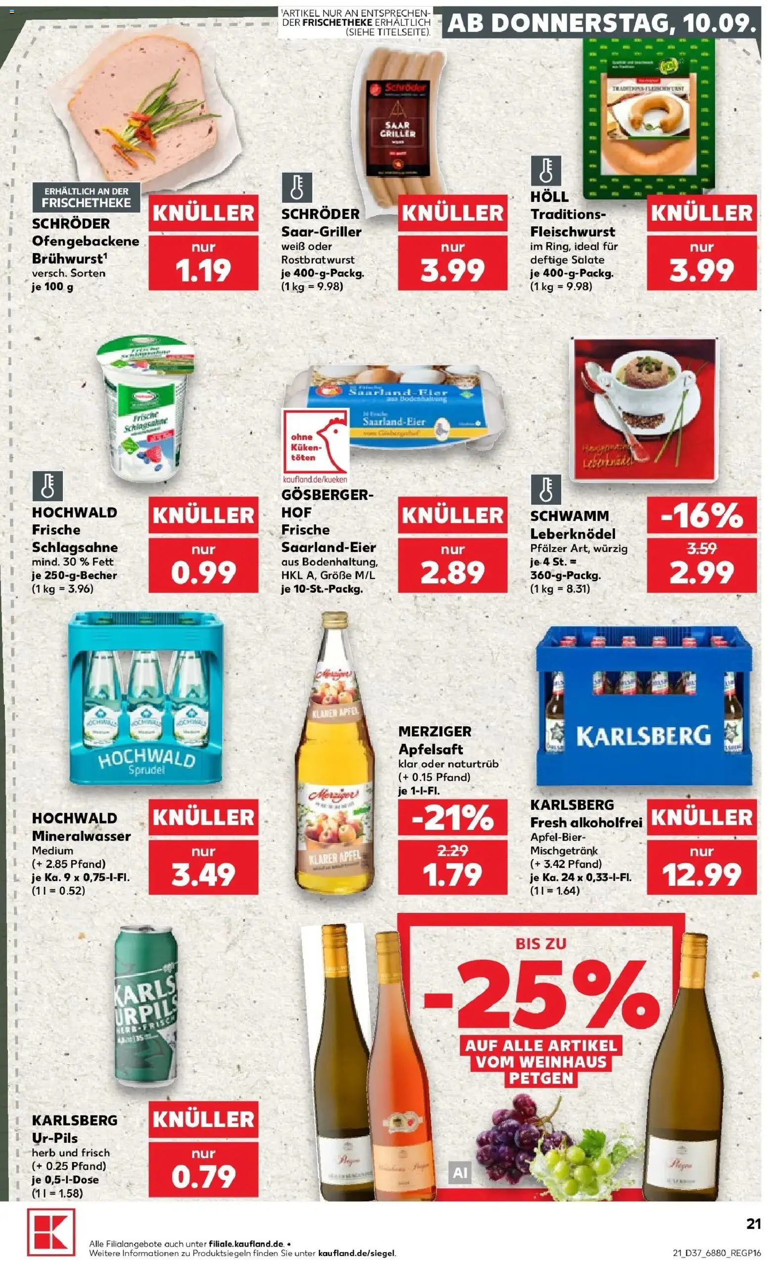 Prospekt Kaufland ab 07.09.2026 » Angebote Online zum Blättern | Seite: 30 | Produkte: Schlagsahne, Apfelsaft, Mineralwasser, Griller
