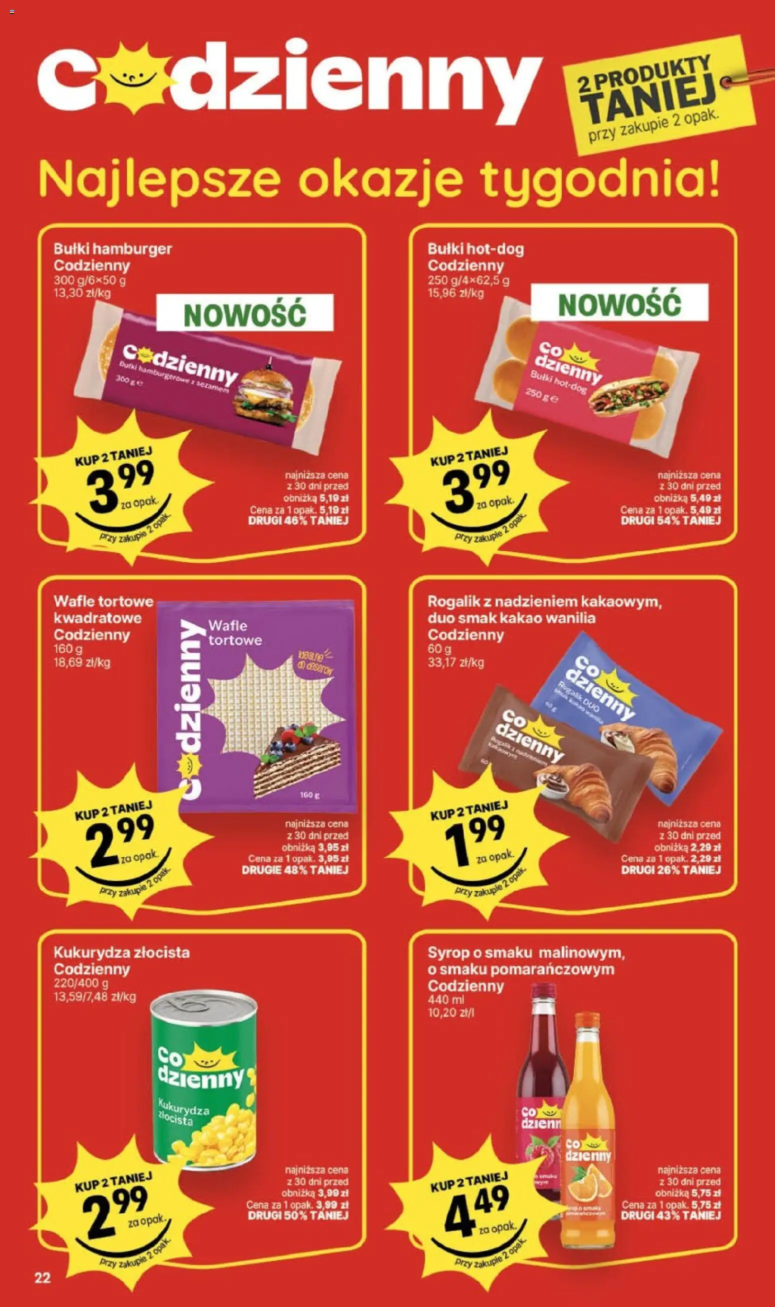 Delikatesy Centrum gazetka - Sklepy Własne od 13.08.2026 | Strona: 22 | Produkty: Syrop, Bułki, Wafle, Kukurydza