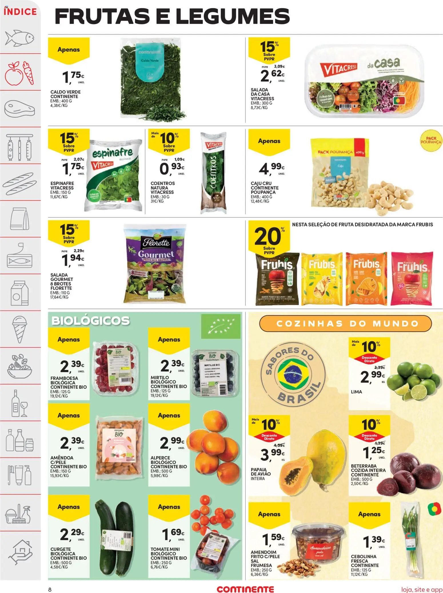 Continente folheto │ válido de 23/06/2026 | Página: 10 | Produtos: Curgete, Tomate, Mirtilos, Salada