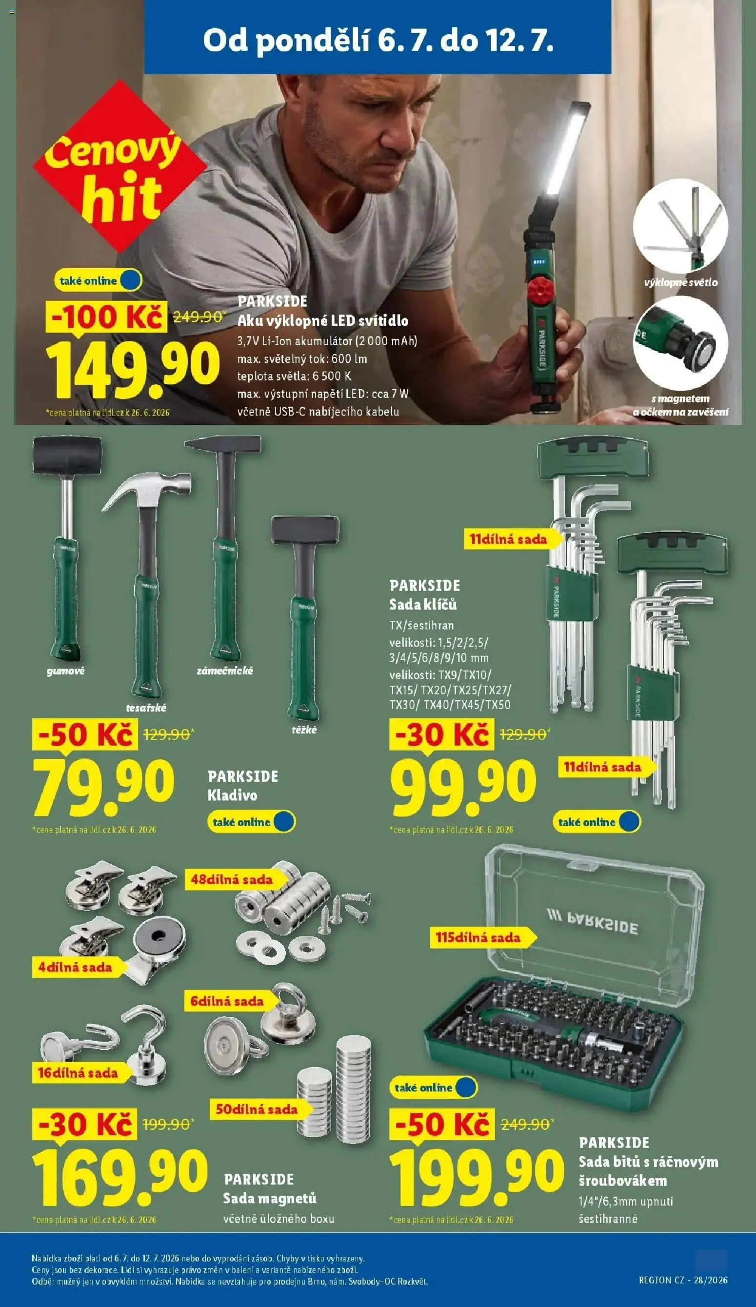 Lidl aktuální leták od 06.07.2026 | Strana: 35 | Produkty: Parkside, Kladivo, Sada bitů, LED