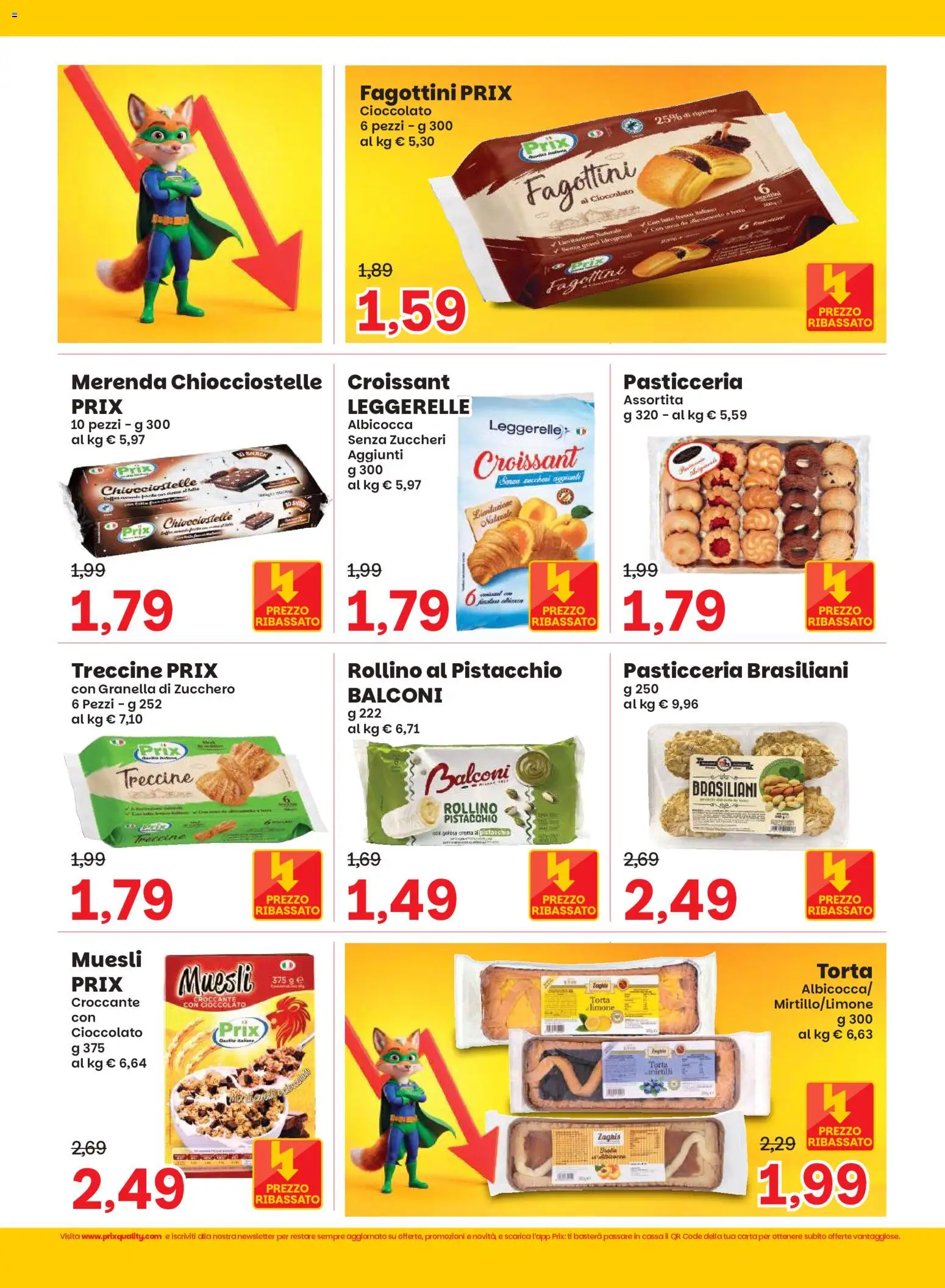 Volantino Prix del 01/09/2026 | Pagina: 8 | Prodotti: Muesli, Cioccolato, Zucchero, Croissant